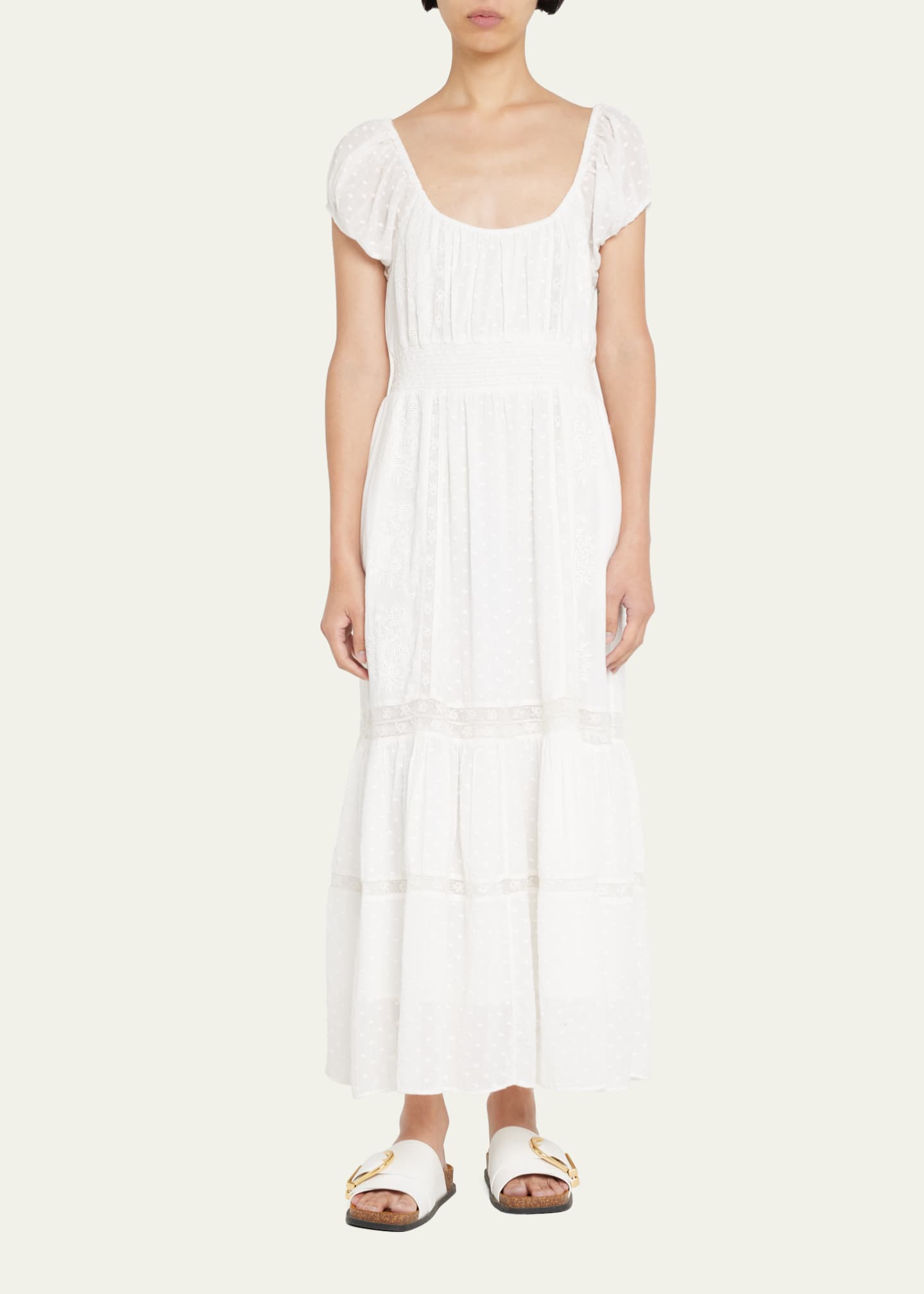 LoveShackFancy Vernon Swiss Dot Lace ShortSleeve Maxi Dress Bergdorf