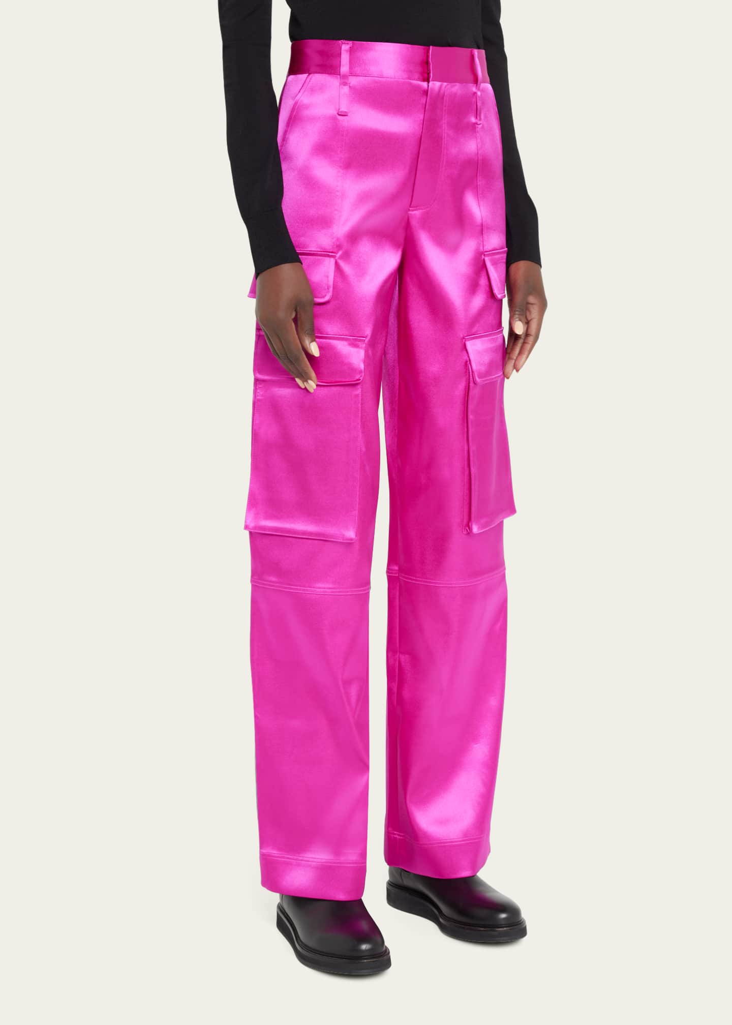 FRAME Satin Straight Cargo Pants Bergdorf Goodman