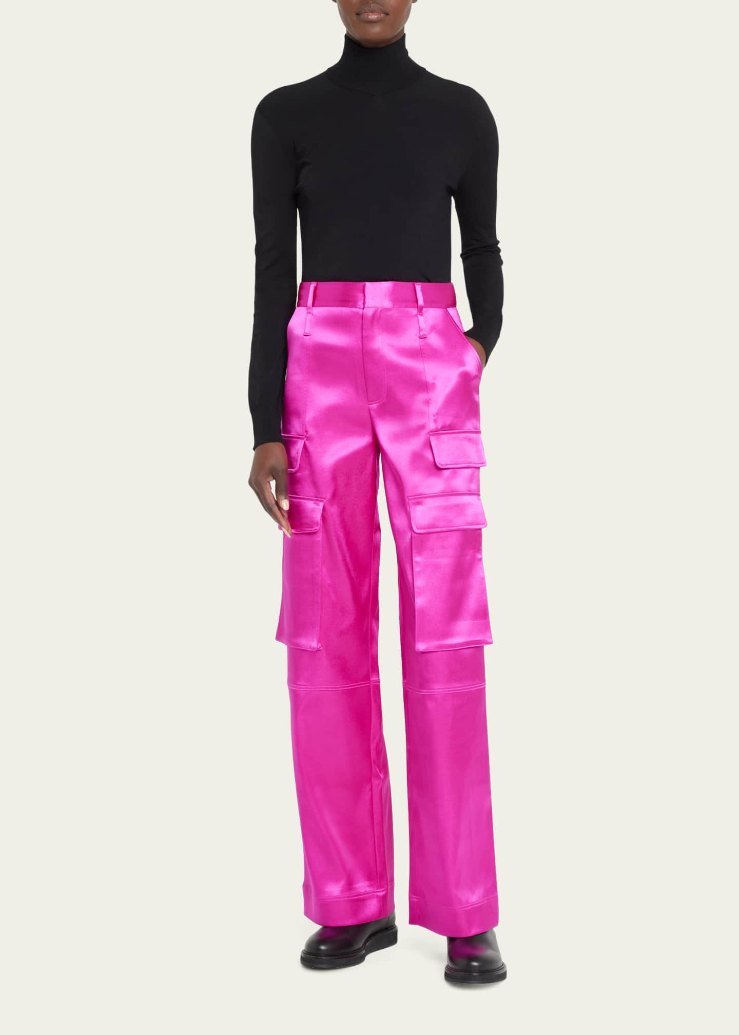 FRAME Satin Straight Cargo Pants Bergdorf Goodman