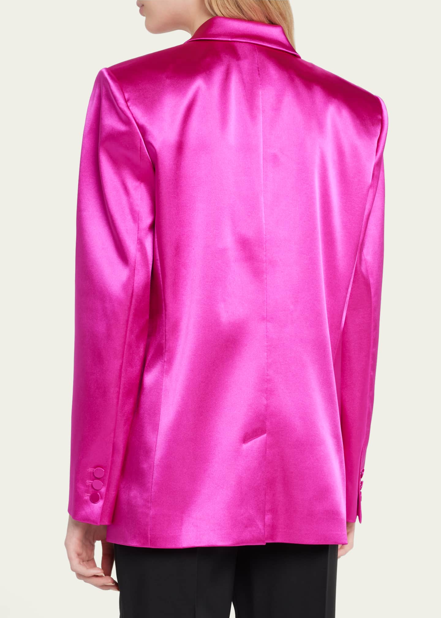 FRAME Satin Strong Shoulder Blazer Bergdorf Goodman