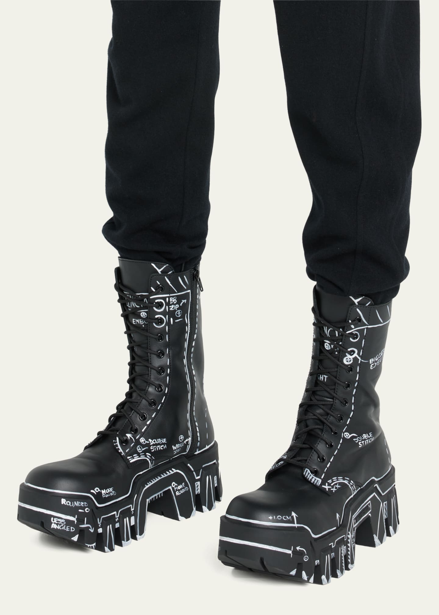 Balenciaga Men's Bulldozer Marker Lug-Sole Boots