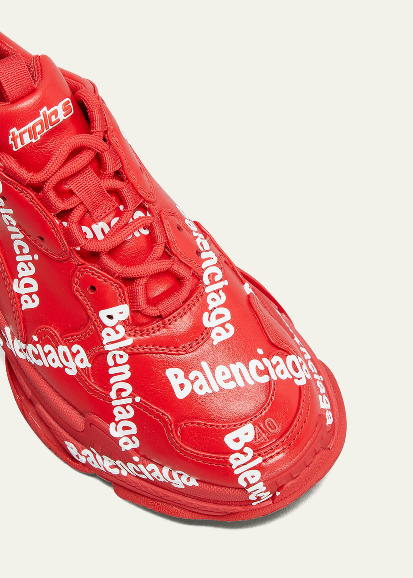 Balenciaga Triple S Men's Allover Sneakers Size 42 EU / 9 US Red White