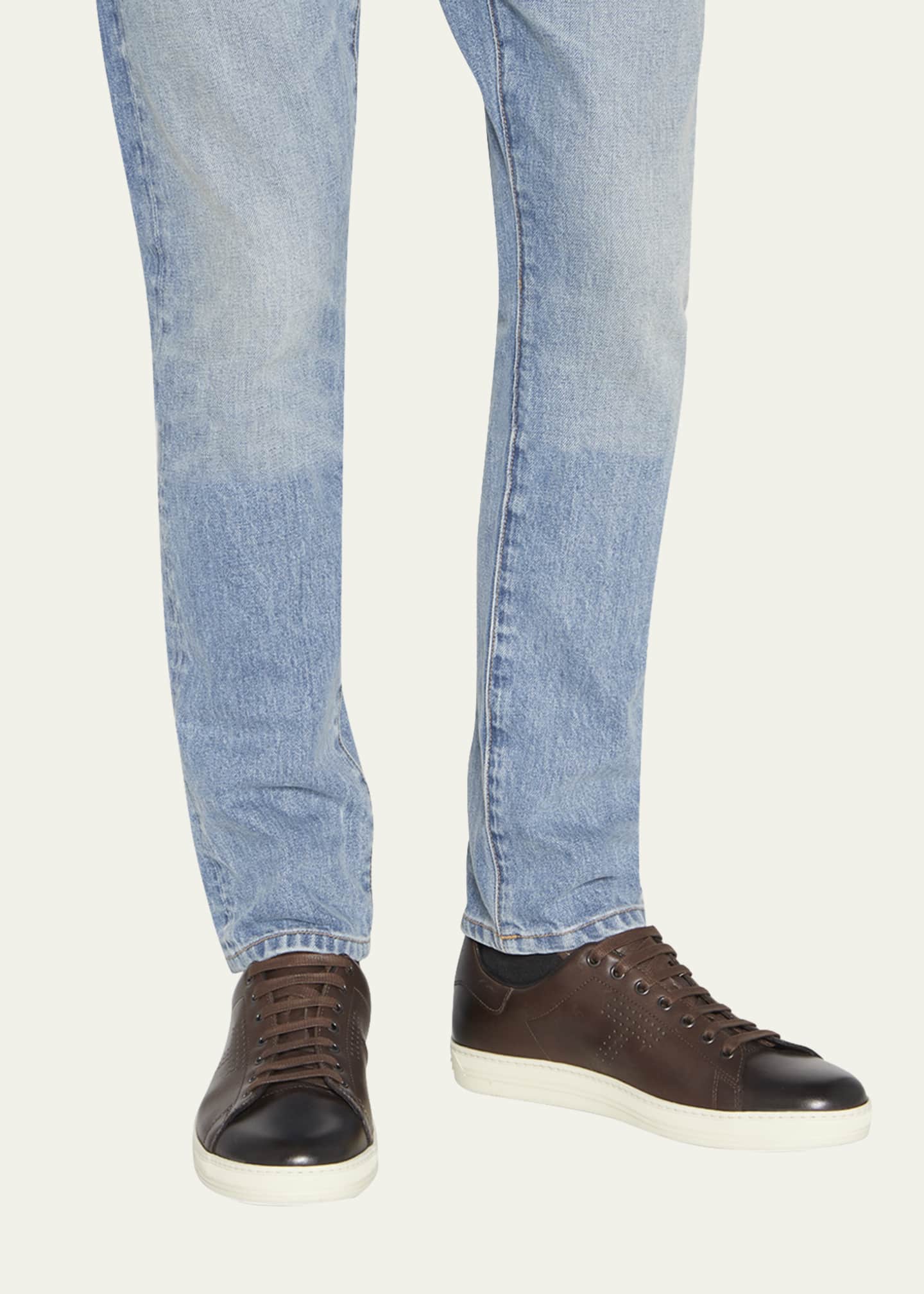 Burnished outlet leather sneakers