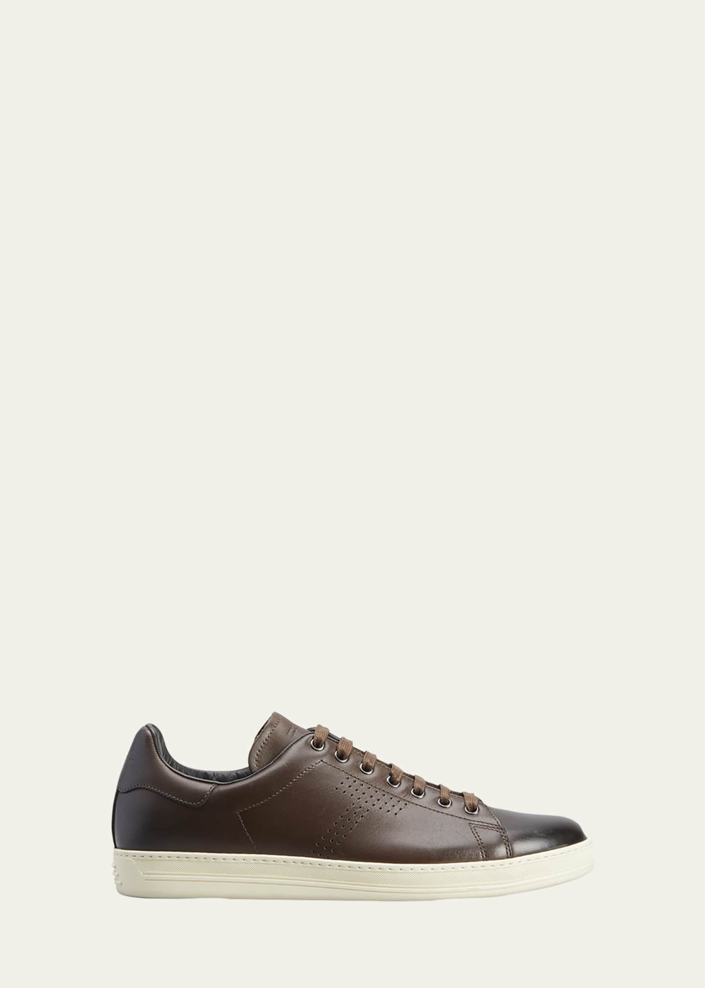 TOM FORD Men's Warwick Burnished Leather Low-Top Sneakers - Bergdorf Goodman