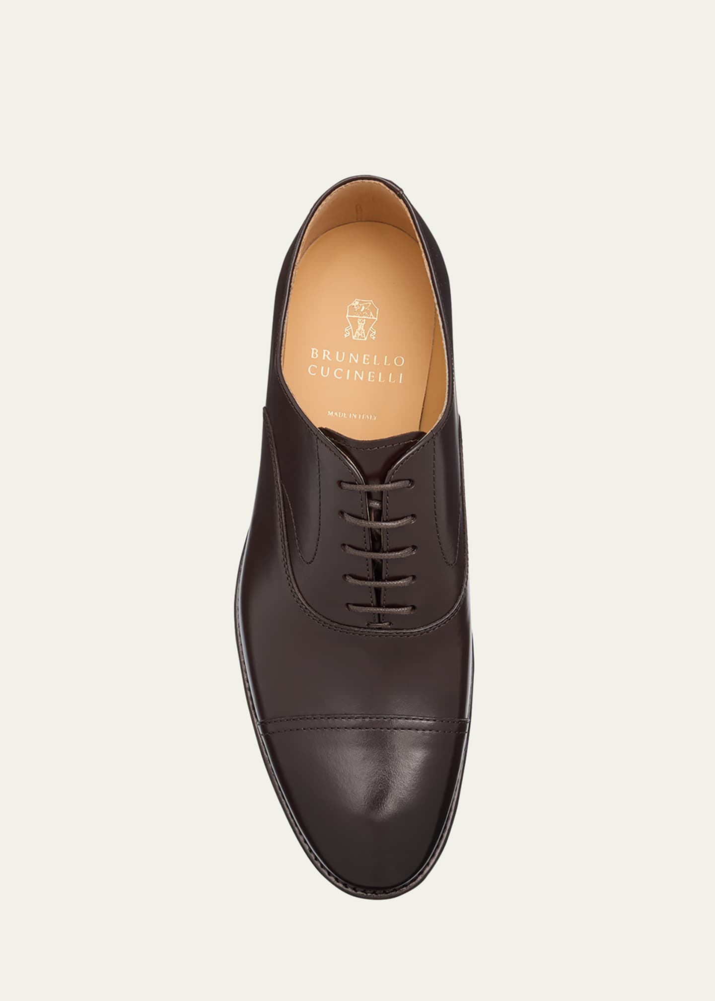 Brunello Cucinelli Men's Calf Leather Cap-Toe Oxfords Image 5 of 5