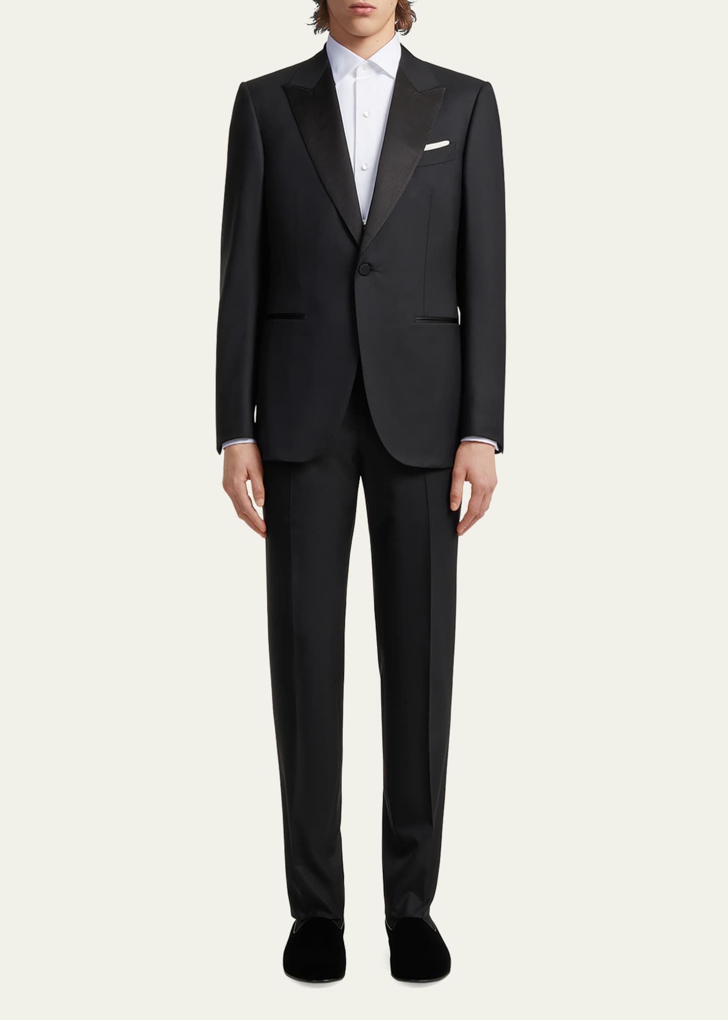 ZEGNA Men's Formal Piquet Evening Shirt Image 2 of 5