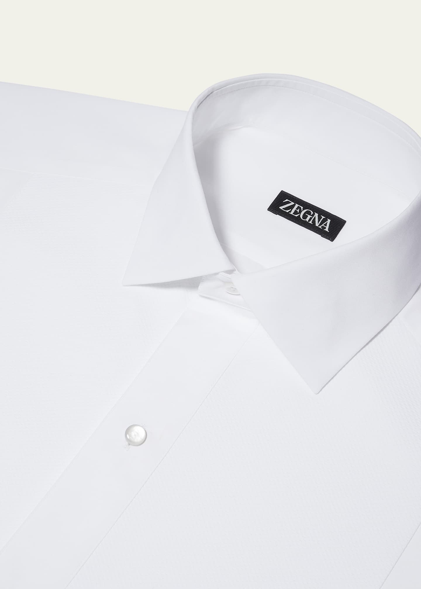 ZEGNA Men's Formal Piquet Evening Shirt Image 5 of 5