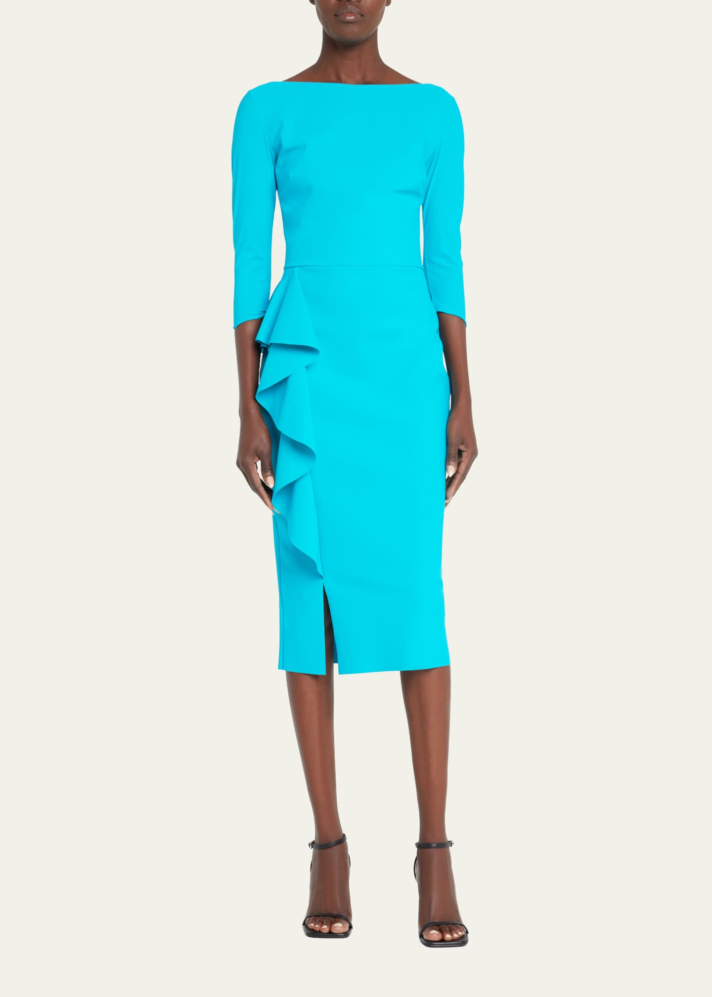 Chiara Boni La Petite Robe Muhe 3/4Sleeve Ruffle Midi Dress Bergdorf