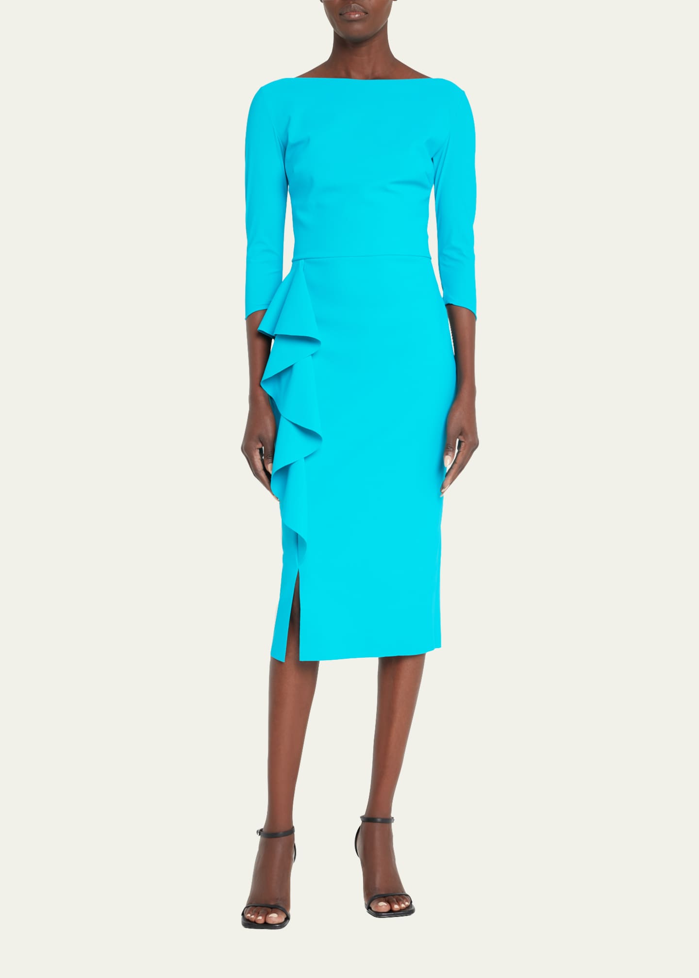 Chiara Boni La Petite Robe Muhe 3/4Sleeve Ruffle Midi Dress Bergdorf