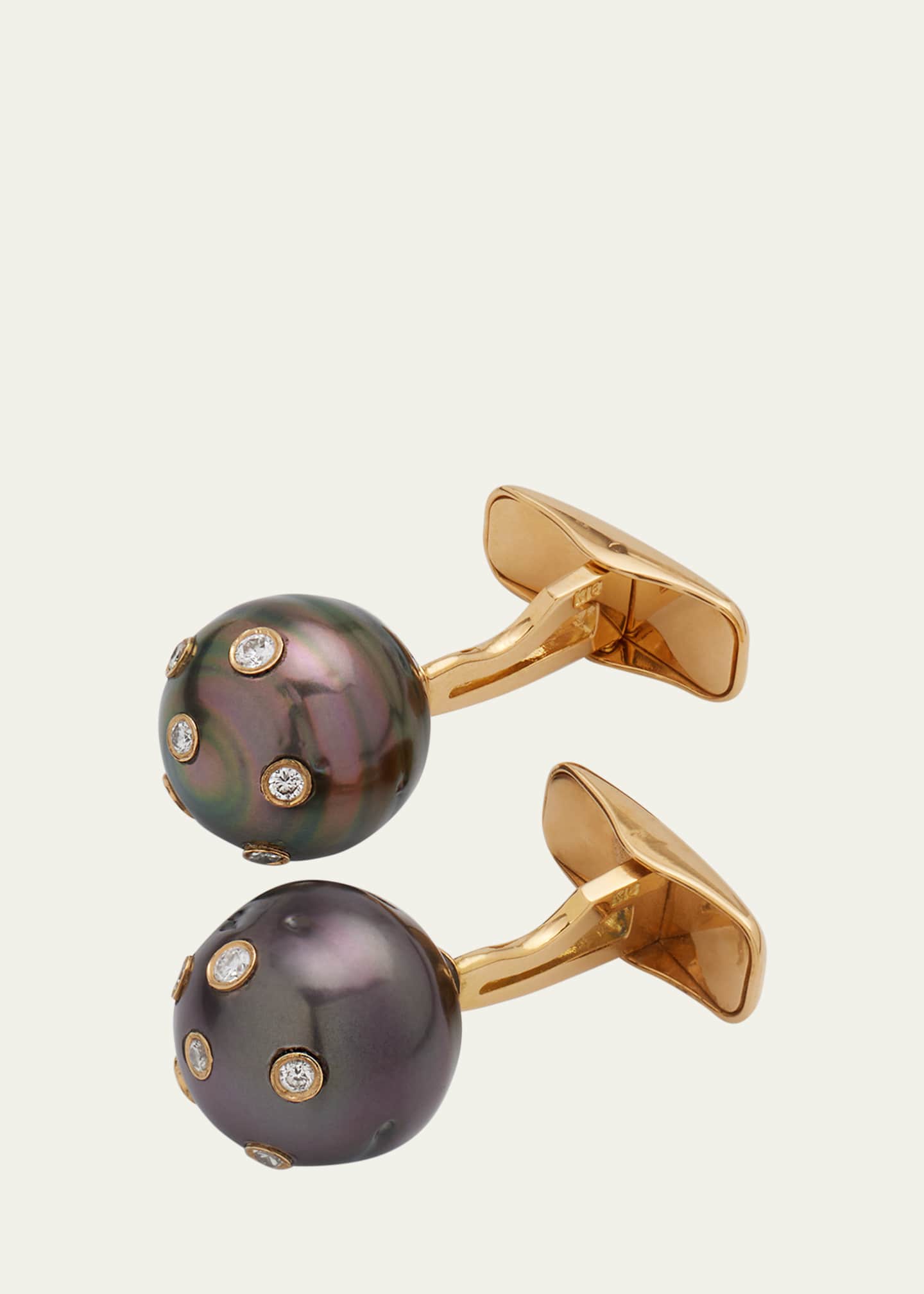 Jan Leslie Men's Grey Pearl Scattered Diamond Cufflinks Image 4 of 5