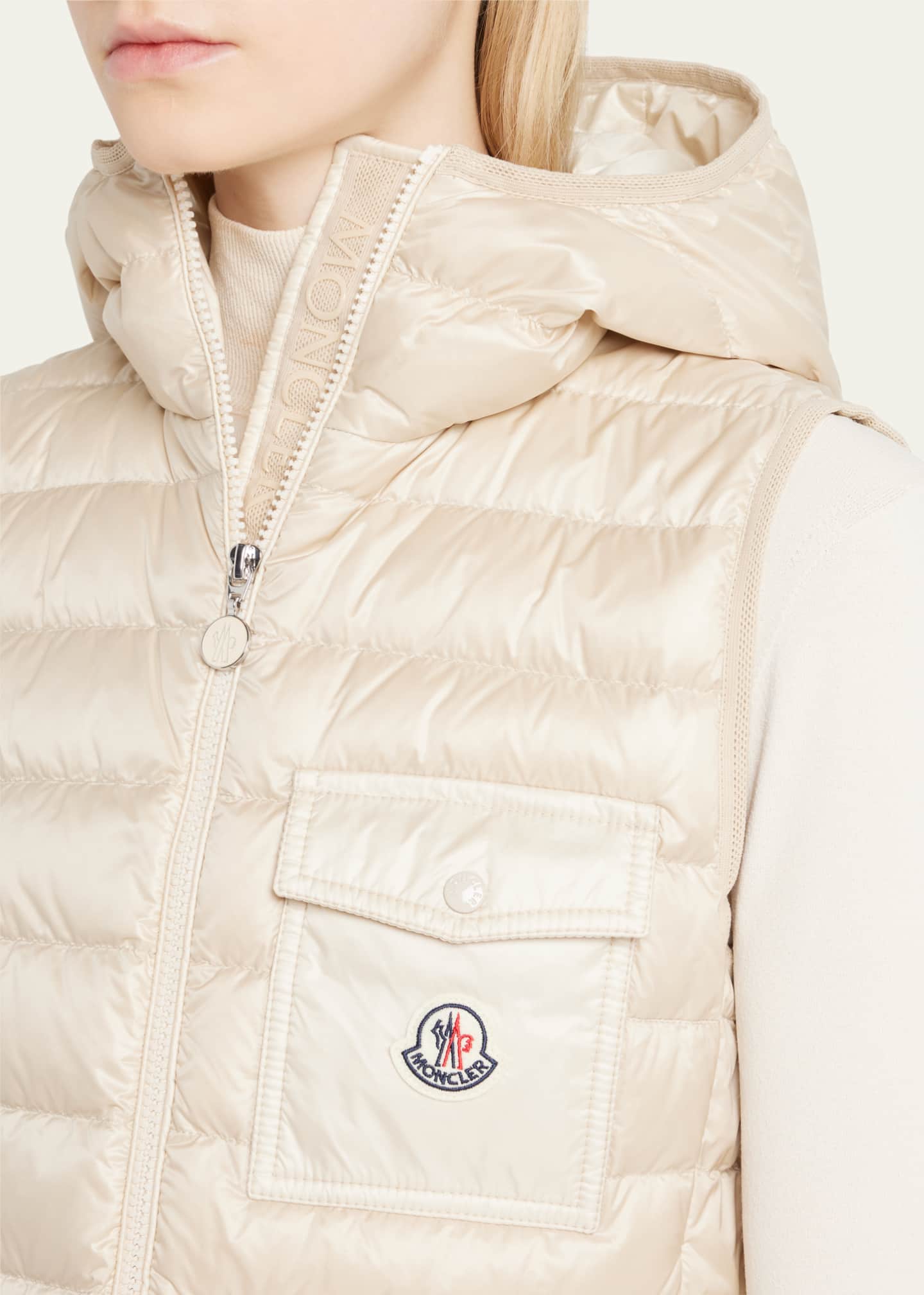 Moncler Glygos Puffer Vest w/ Hooded Collar - Bergdorf Goodman
