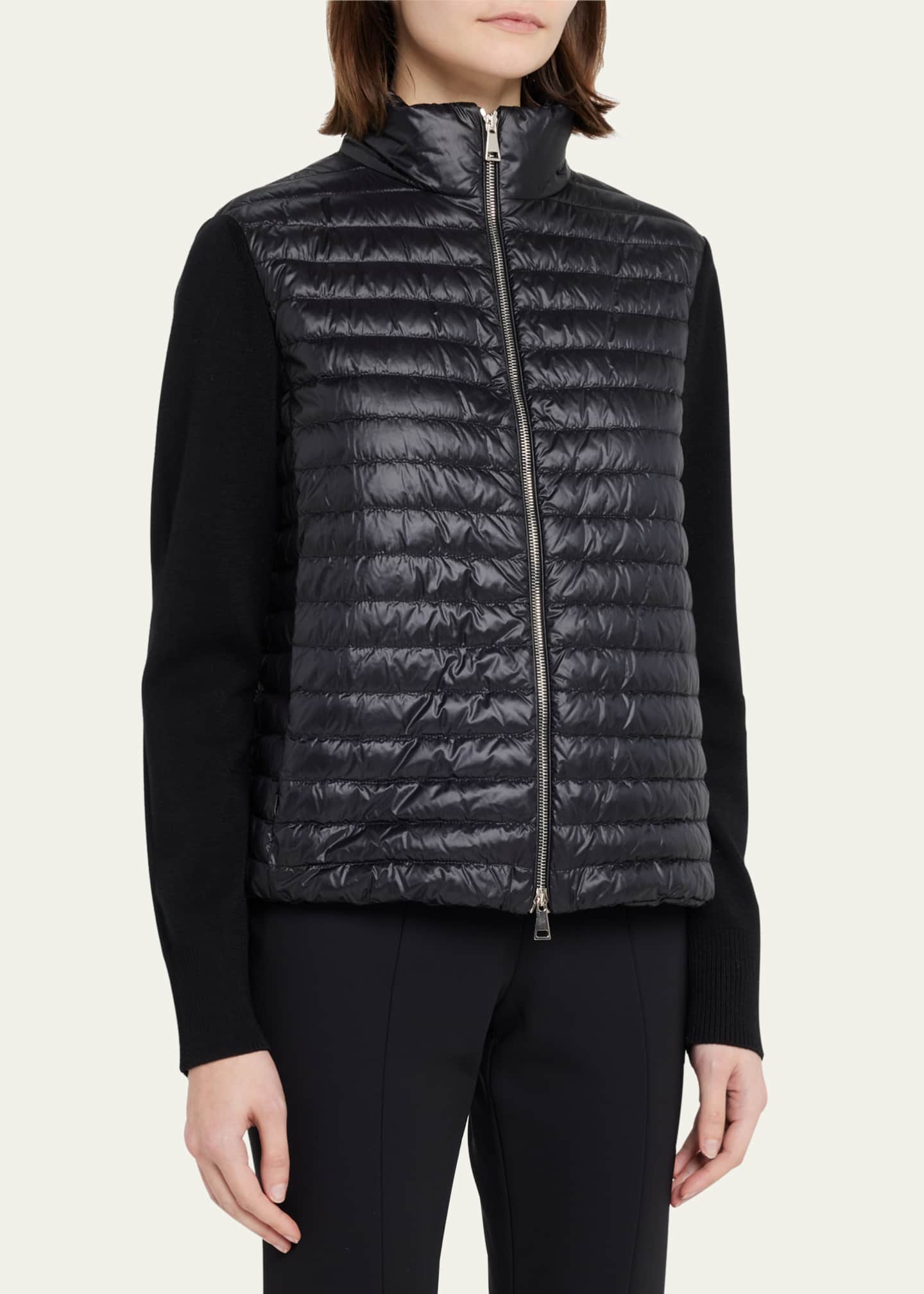 Moncler Mixed Media Cardigan Bergdorf Goodman