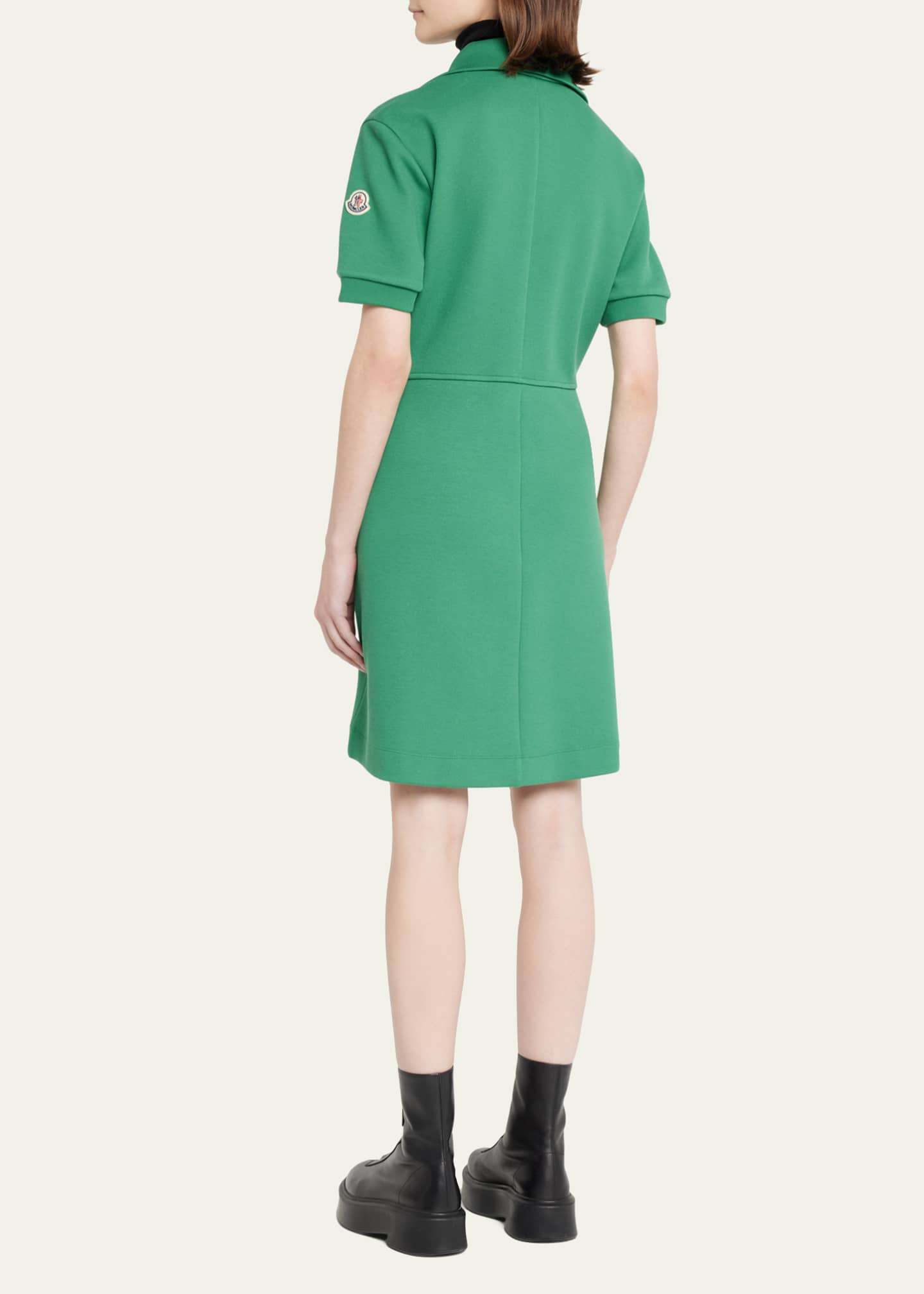 Moncler Short-Sleeve Stand-Collar Polo Dress Image 3 of 5