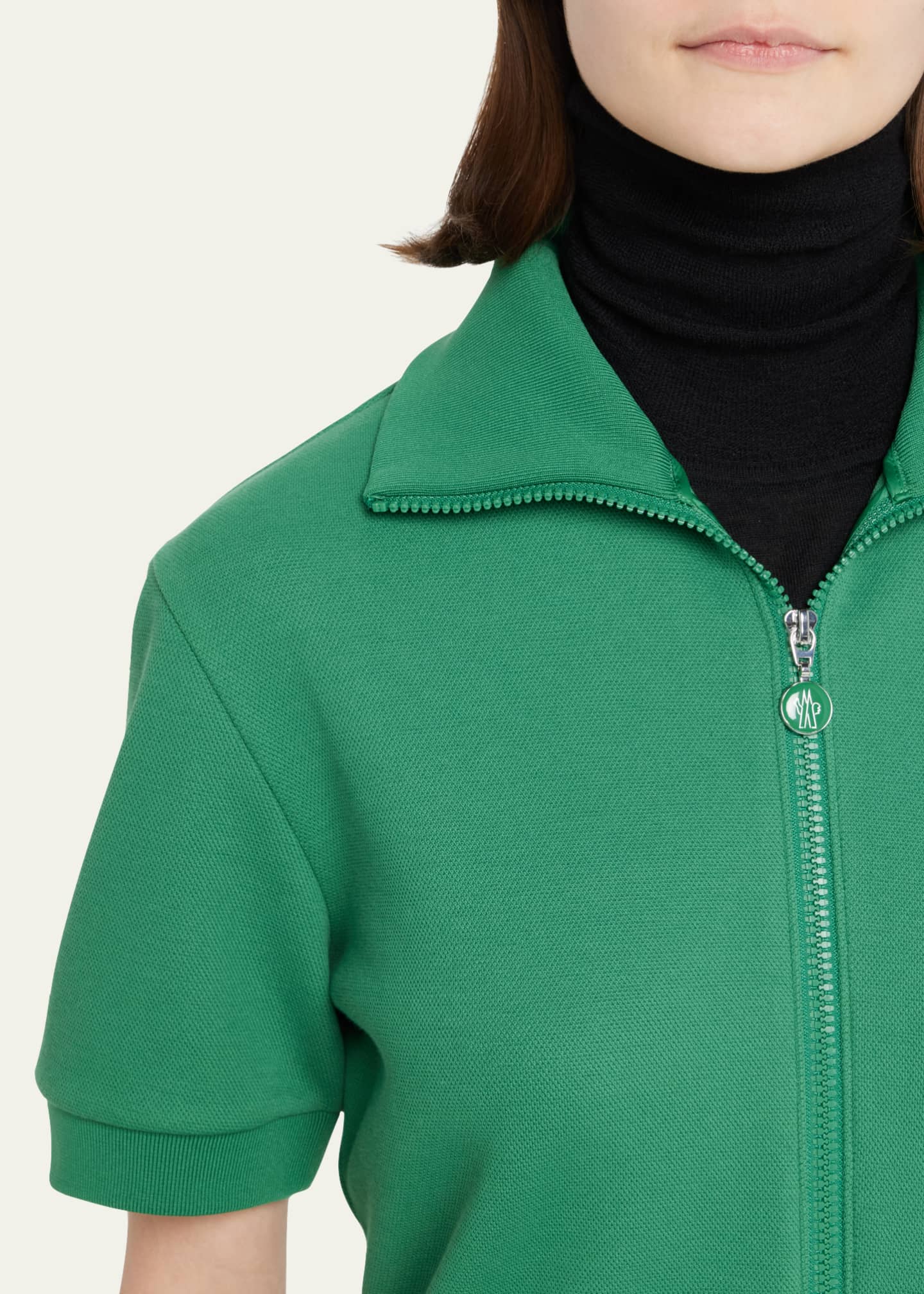 Moncler Short-Sleeve Stand-Collar Polo Dress Image 5 of 5