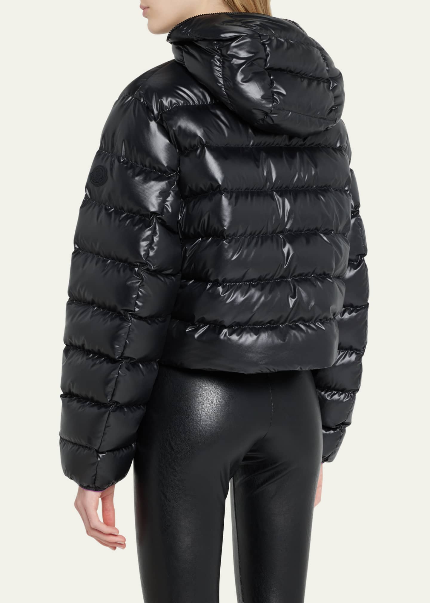 Moncler Nere Hooded Puffer Jacket with Logo Patch - Bergdorf Goodman