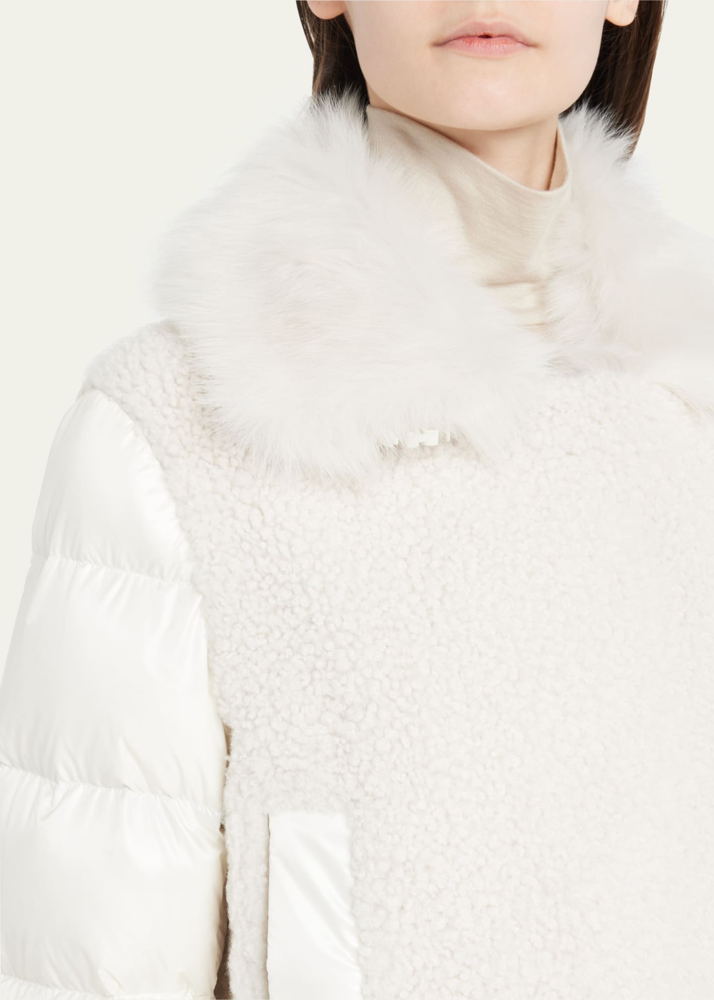 Moncler Turlet Mixed Media Jacket w/ Faux Fur Trim Bergdorf Goodman