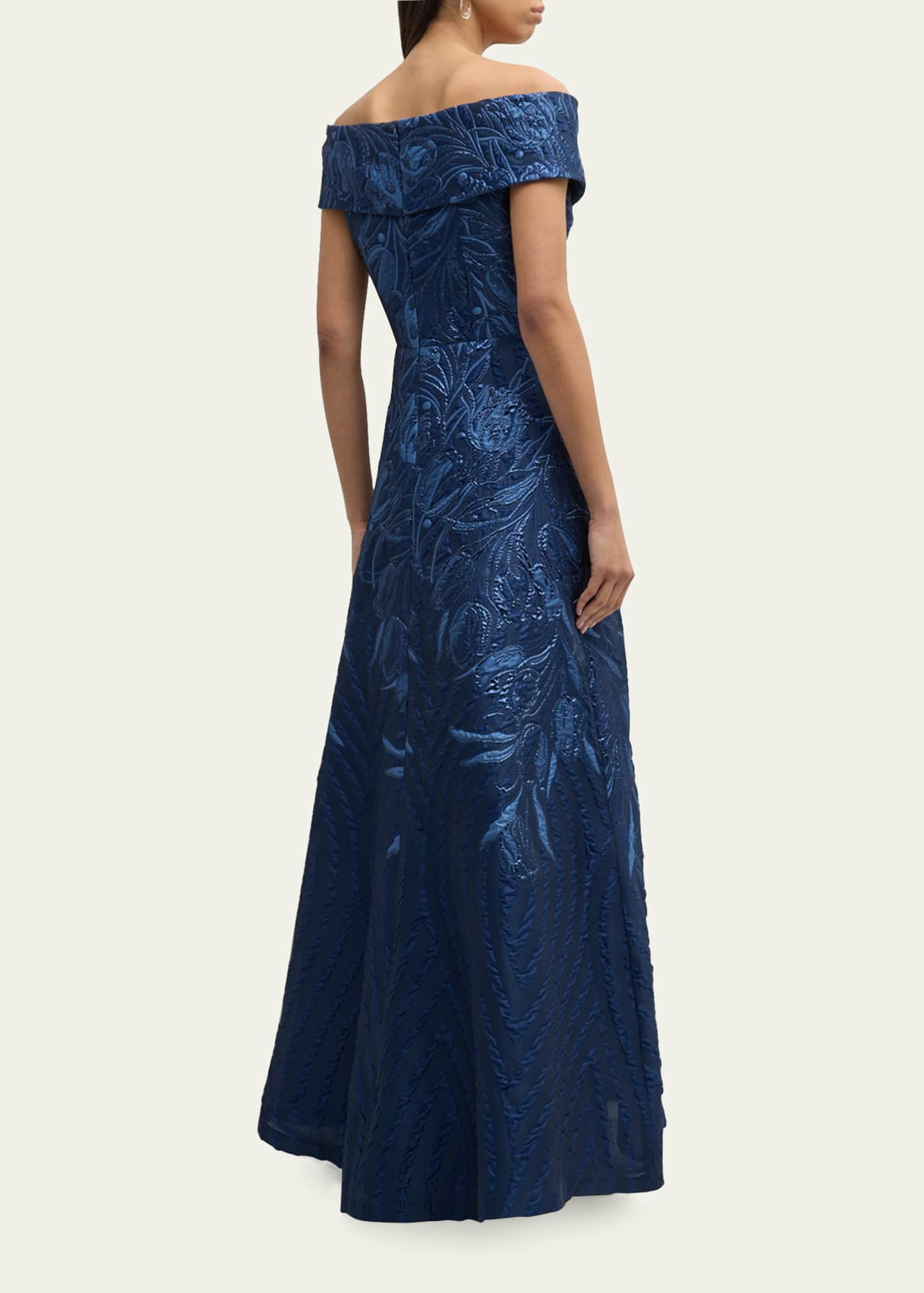 teri jon formal dresses Royal Blue Off-Shoulder Mikado Gown | Peplum this is the perfect figure flaunting dress for your next special occasion Teri Jon 217028