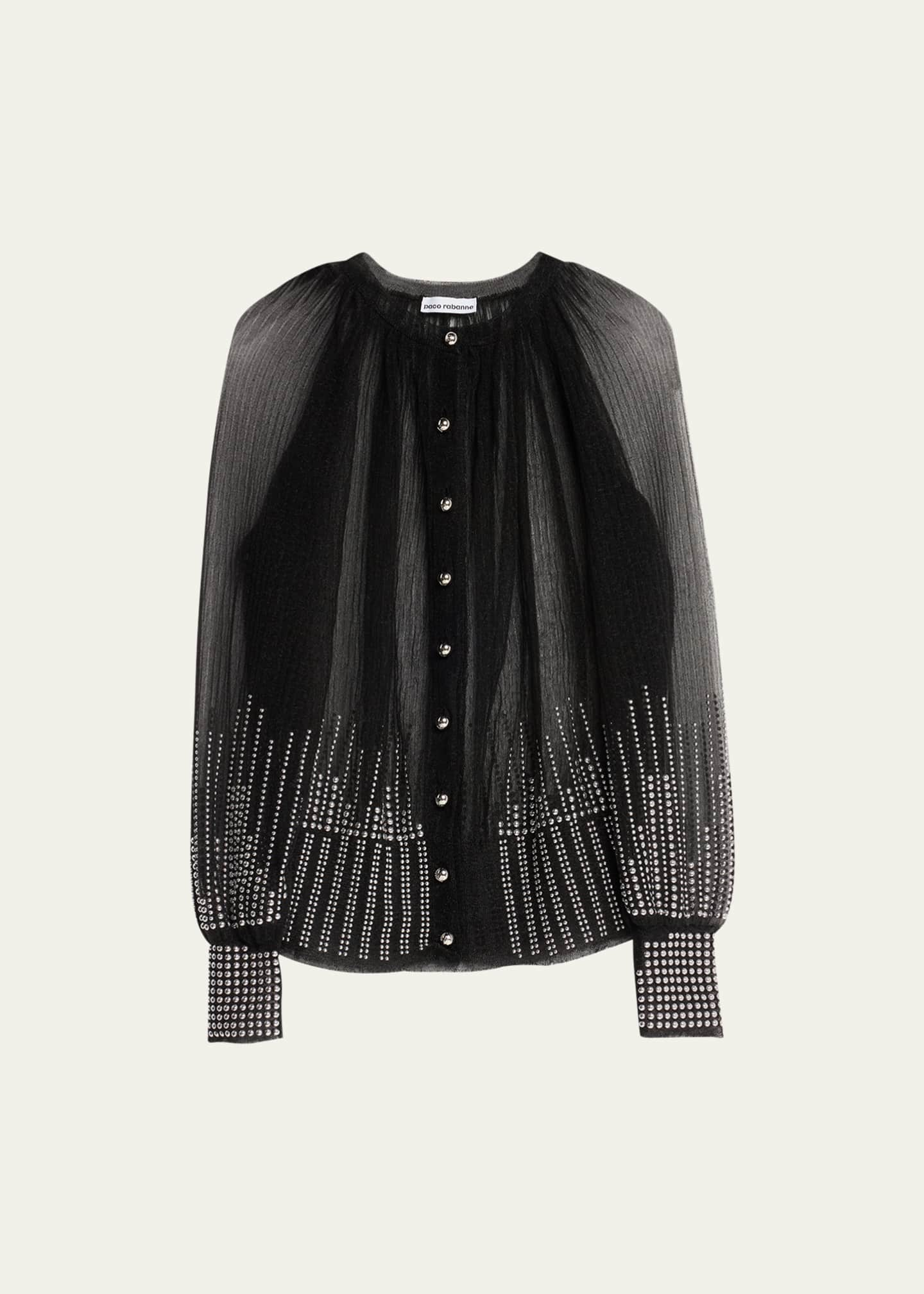 Paco Rabanne Sheer Stud-Embellished Cardigan