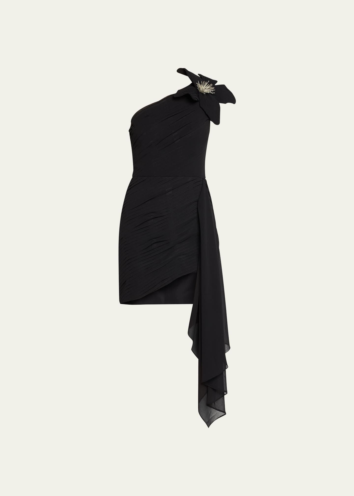 PatBO Flower Applique One-Shoulder Mini Dress - Bergdorf Goodman