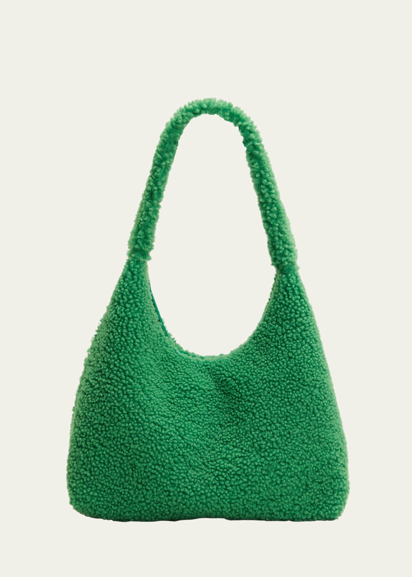Mansur Gavriel Soft Candy Genuine Shearling Shoulder Bag Emerald