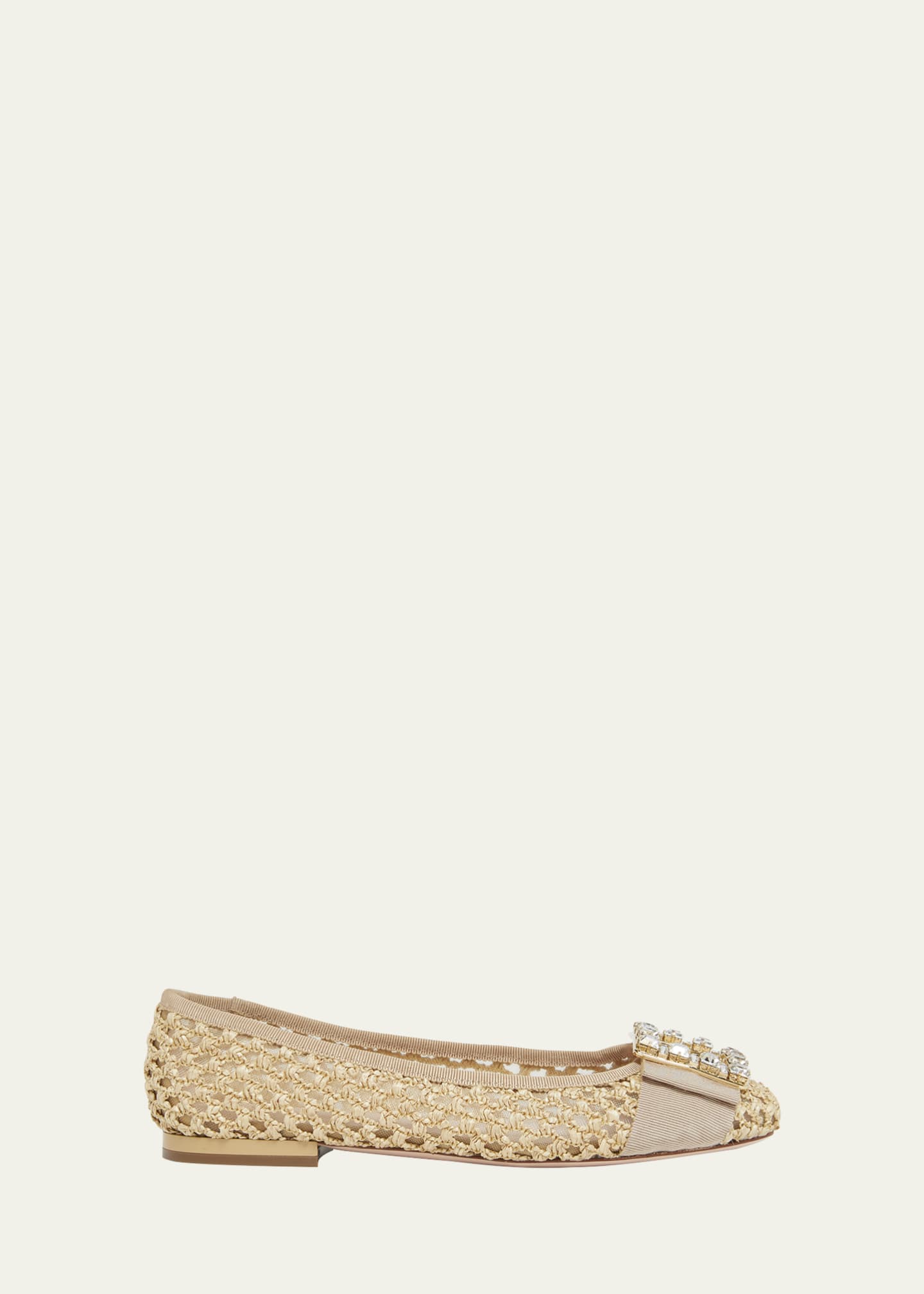 Roger Vivier Gommettine Raffia Buckle Ballerina Flats - Bergdorf Goodman