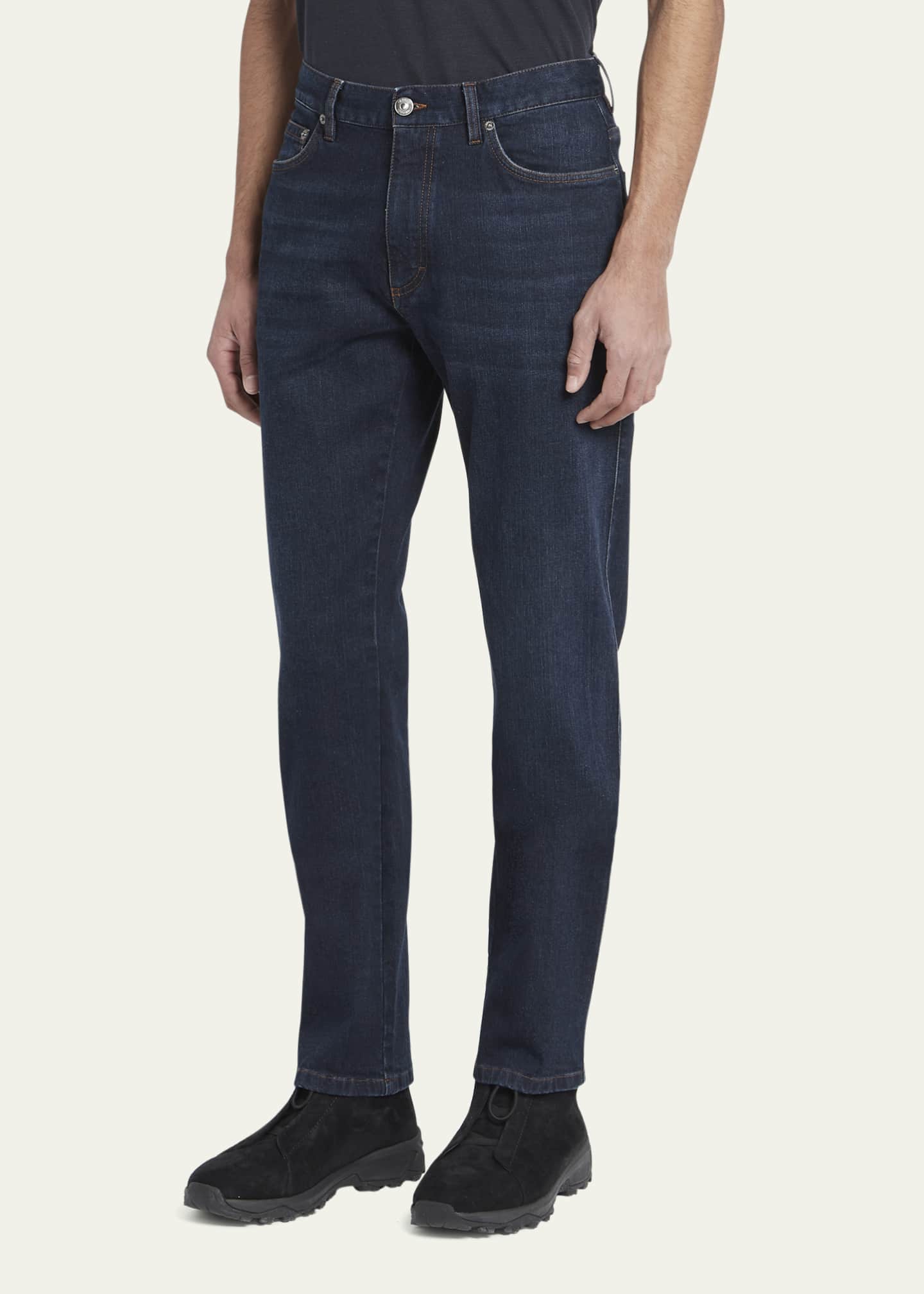 ZEGNA Men's Denim 5-Pocket Jeans Image 4 of 5
