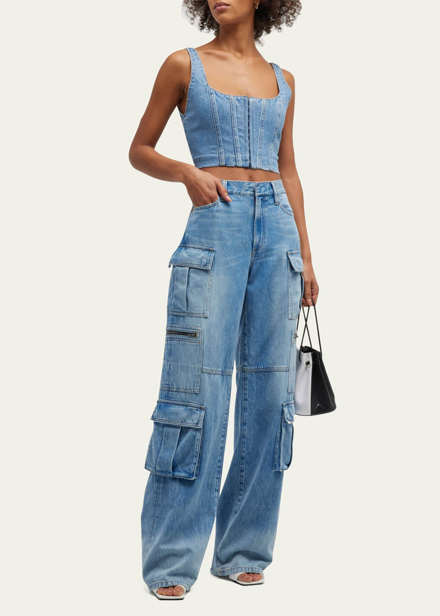 Alice + Olivia Cay Baggy Denim Cargo Pants - Bergdorf Goodman