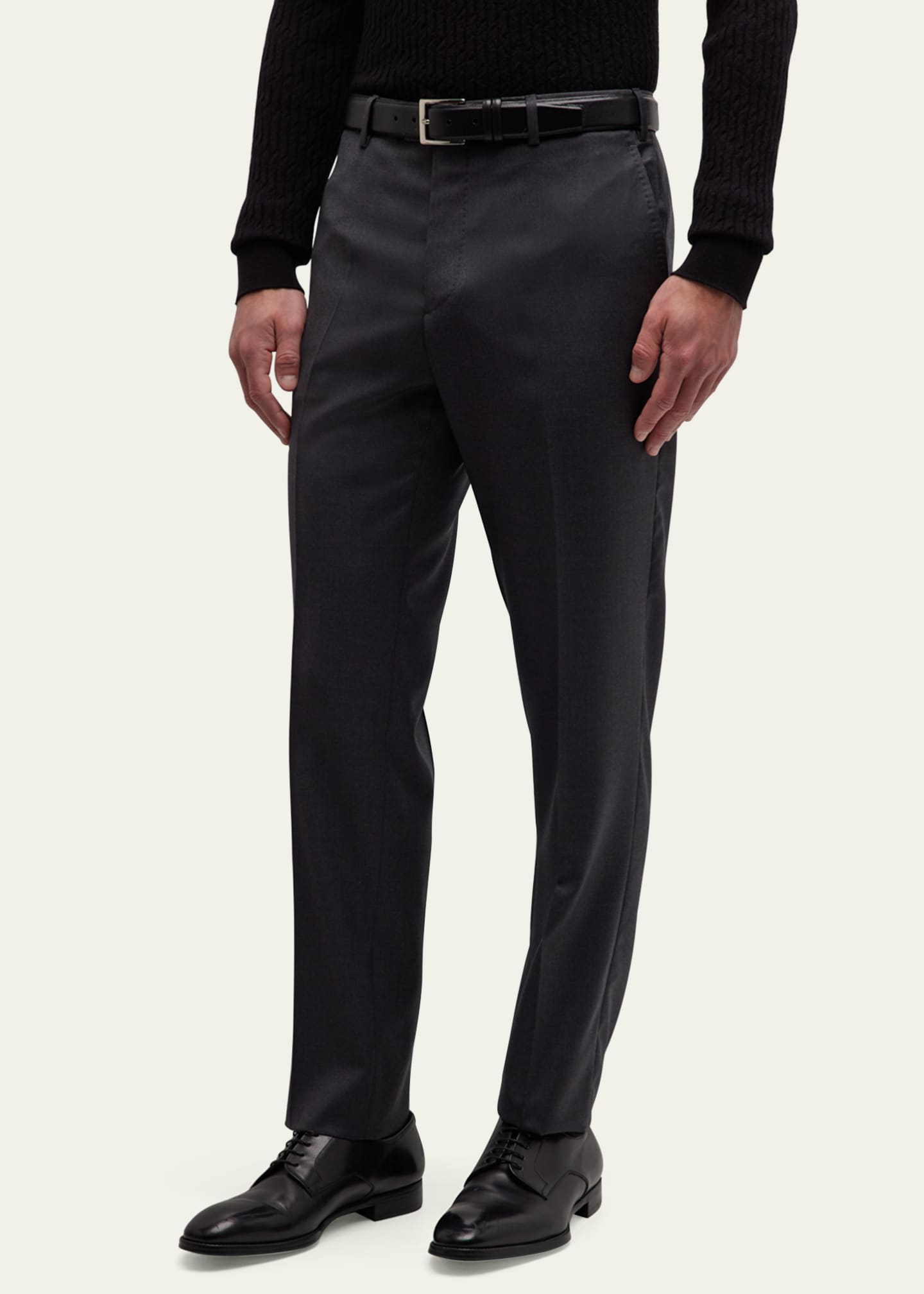 Giorgio Armani Men s Solid Wool Trousers Bergdorf Goodman
