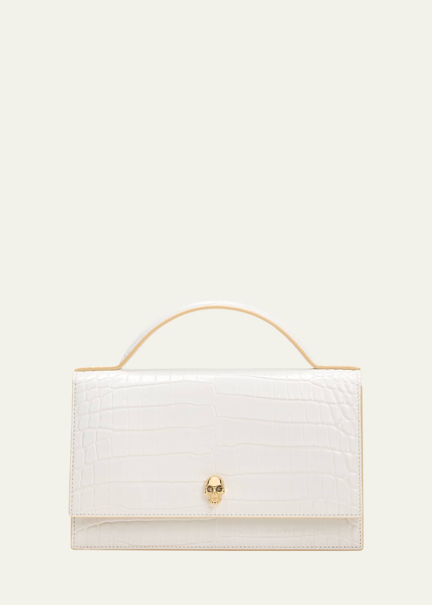 McQueen Medium Skull Croc-Embossed Top-Handle Bag Image 1 of 5