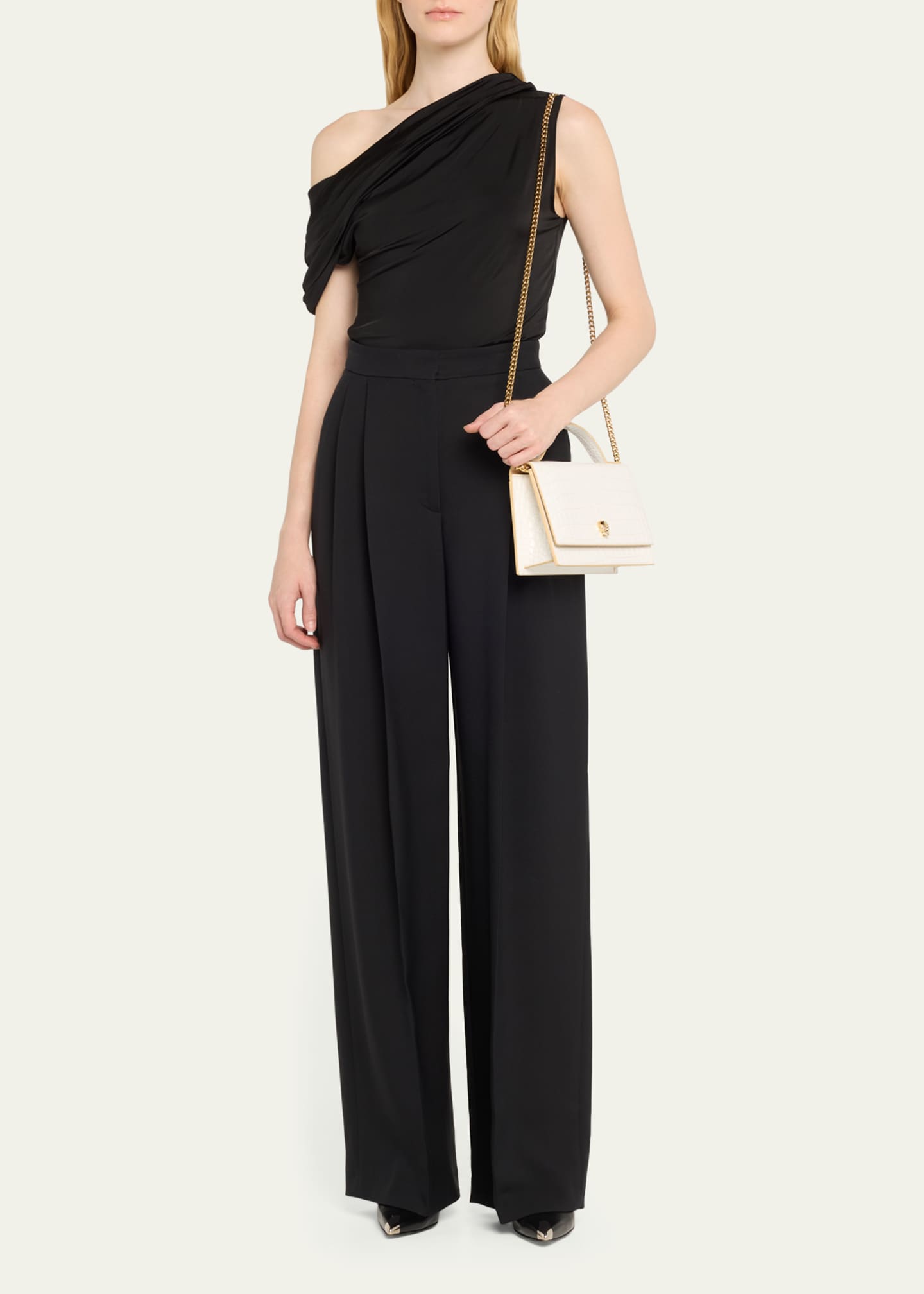 McQueen Medium Skull Croc-Embossed Top-Handle Bag Image 5 of 5