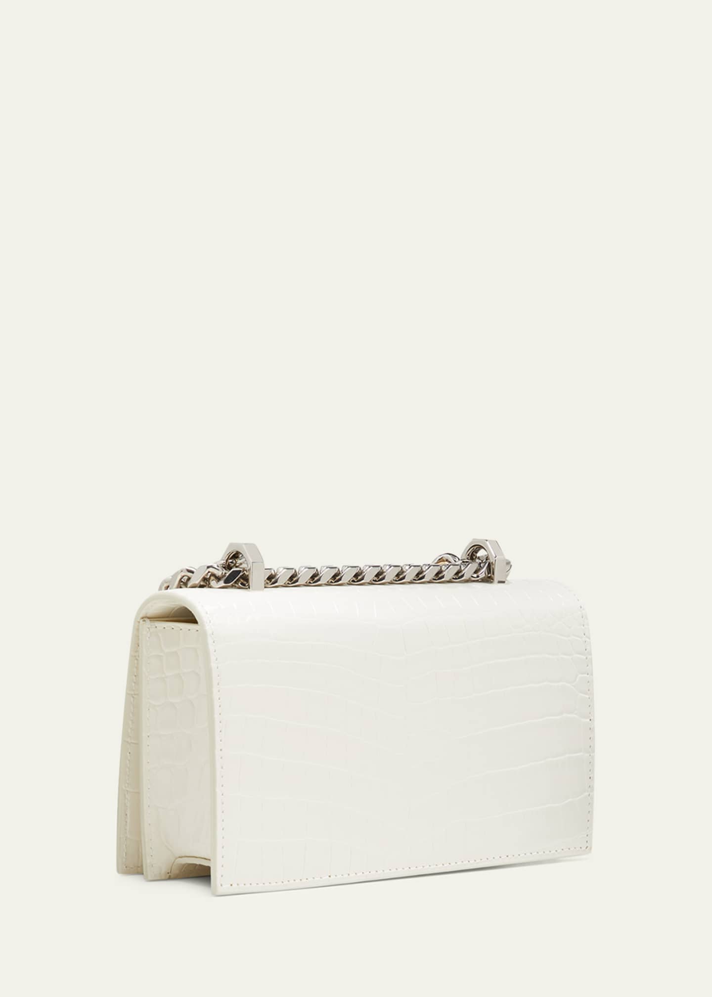 McQueen Mini Skull Jewel Croc-Embossed Crossbody Bag Image 3 of 5