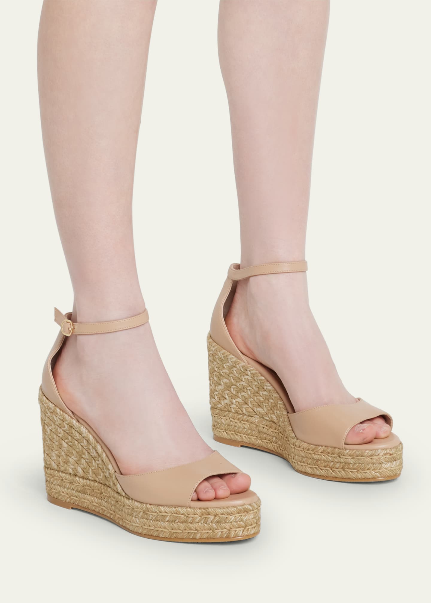 Stuart Weitzman Nudistcurve AnkleStrap Wedge Espadrille Sandals