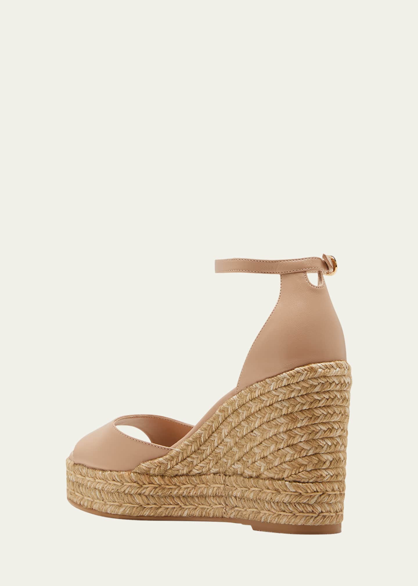 Stuart Weitzman Nudistcurve AnkleStrap Wedge Espadrille Sandals