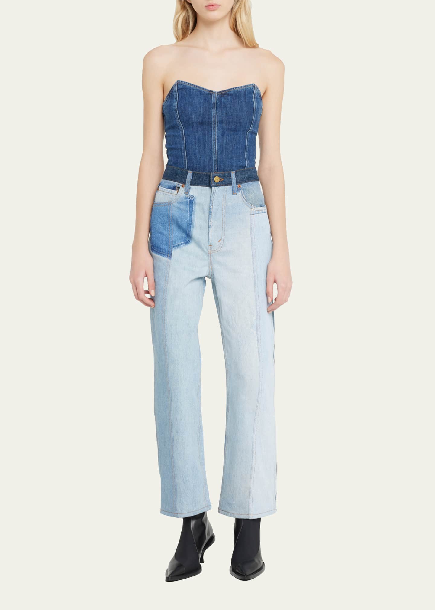 LE JEAN Avery Denim Corset Top Image 2 of 5
