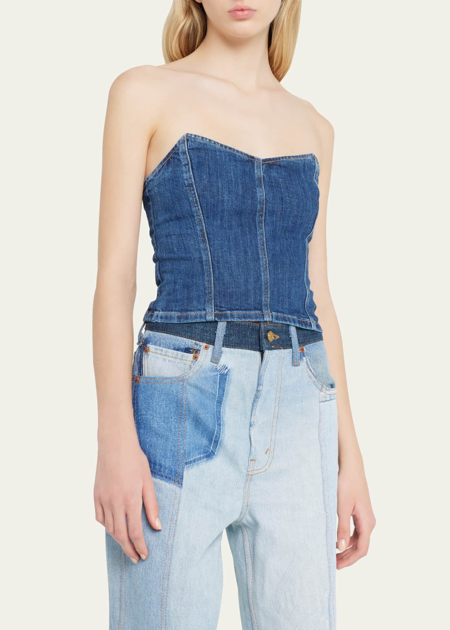 LE JEAN Avery Denim Corset Top Image 4 of 5