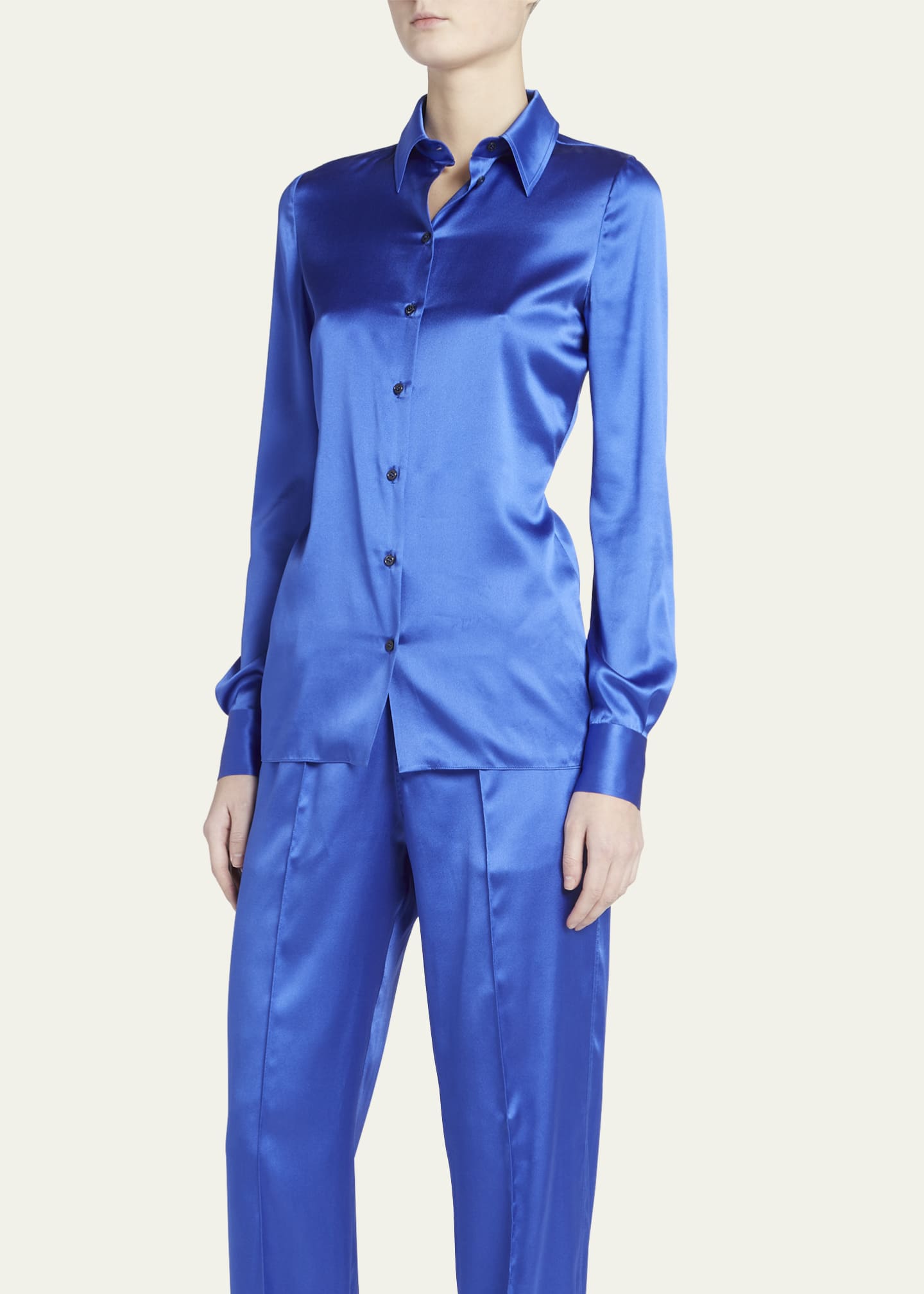 TOM FORD Classic Satin ButtonDown Blouse Bergdorf Goodman