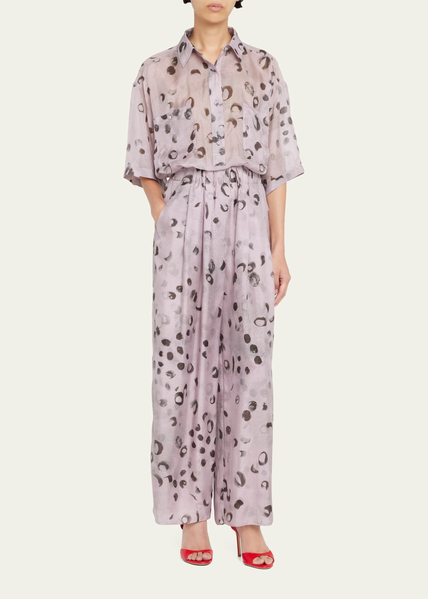 Giorgio Armani Printed Silk Wide-Leg Pants - Bergdorf Goodman