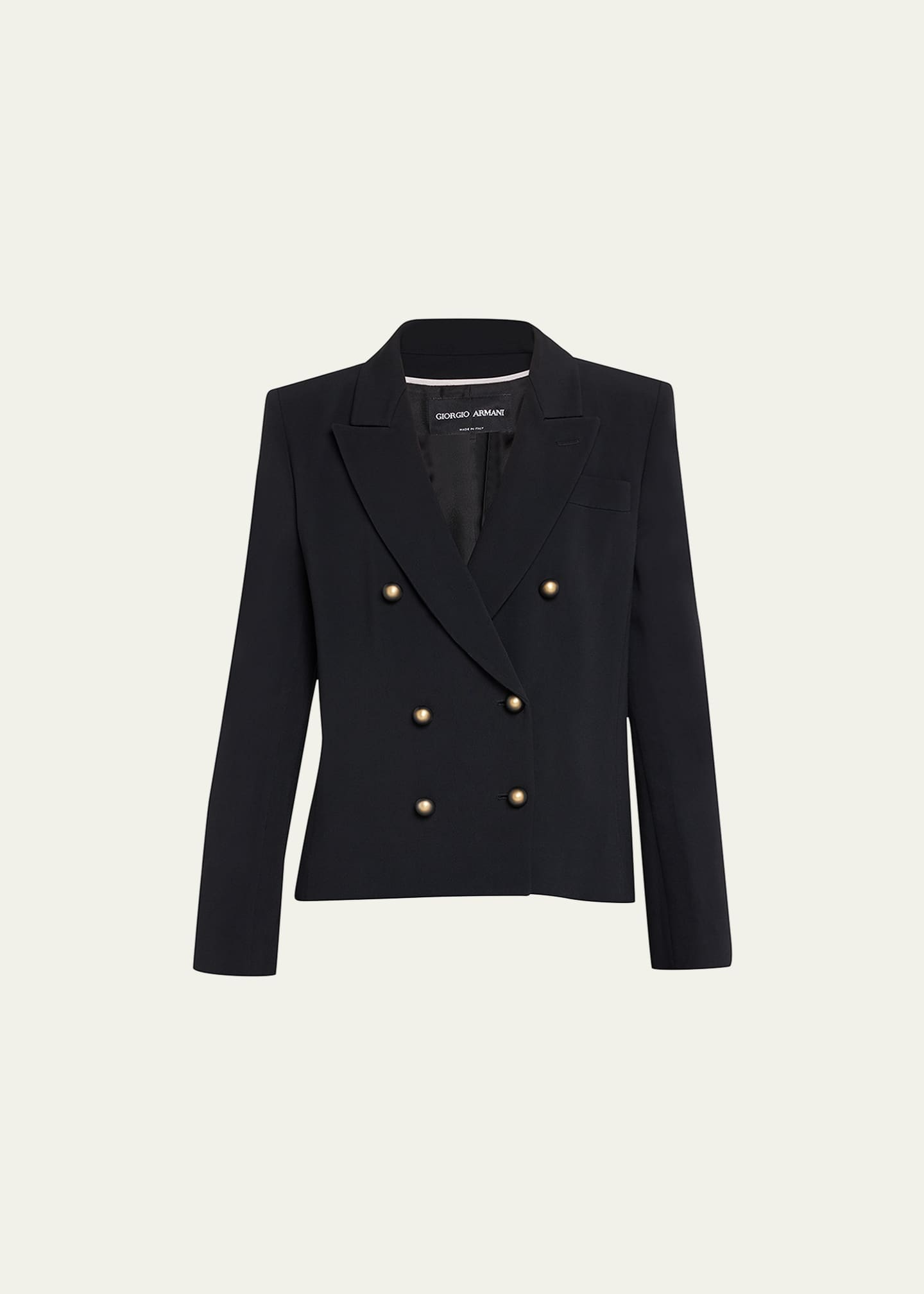 Giorgio Armani Cady Cropped Jacket w/ Button Detail - Bergdorf Goodman