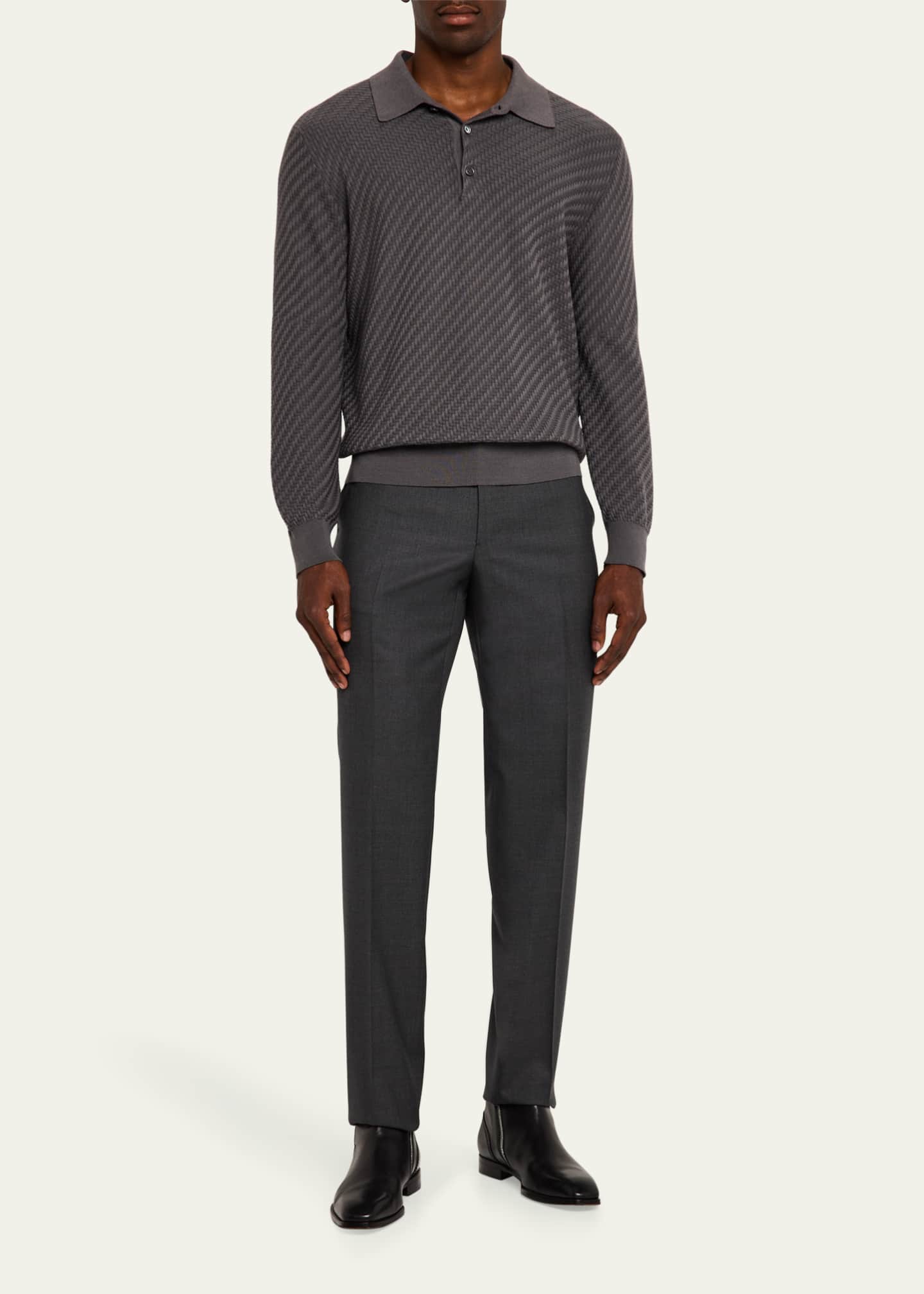 Cesare Attolini Men's Super 150's Wool Flat-Front Trousers Image 2 of 5