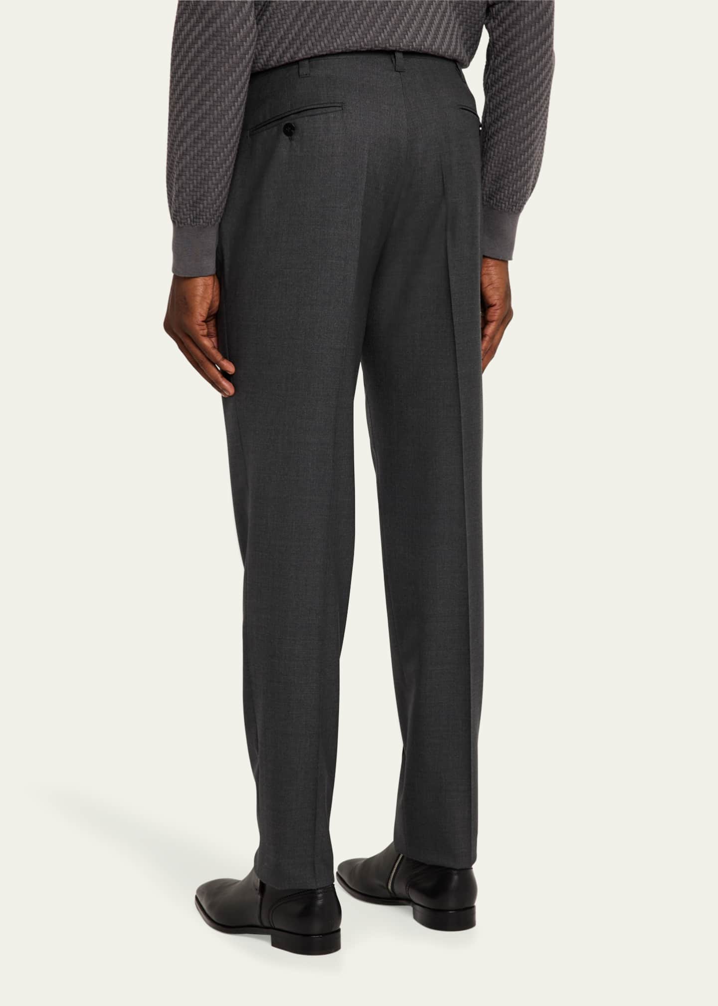 Cesare Attolini Men's Super 150's Wool Flat-Front Trousers Image 3 of 5