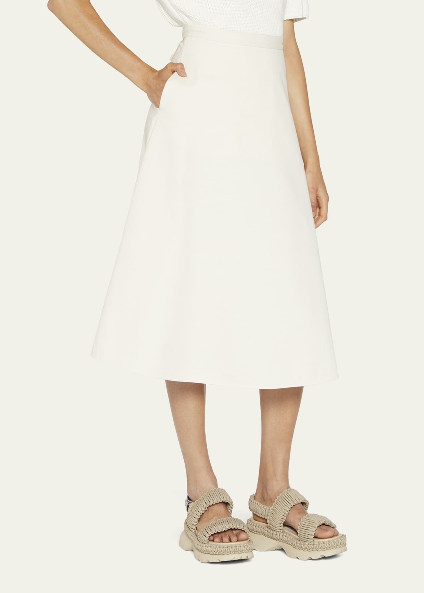 Moncler Cotton A-Line Midi Skirt w/ Pockets - Bergdorf Goodman