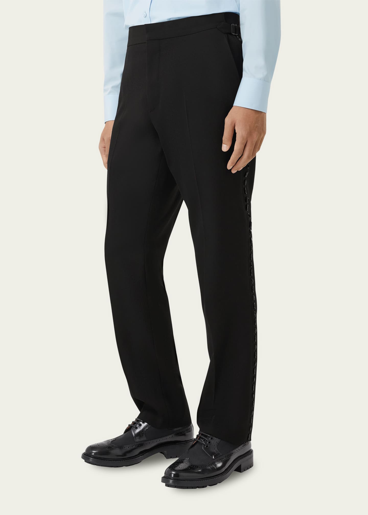 Burberry Men's SlimFit Wool Trousers w/ Side Crystal Details