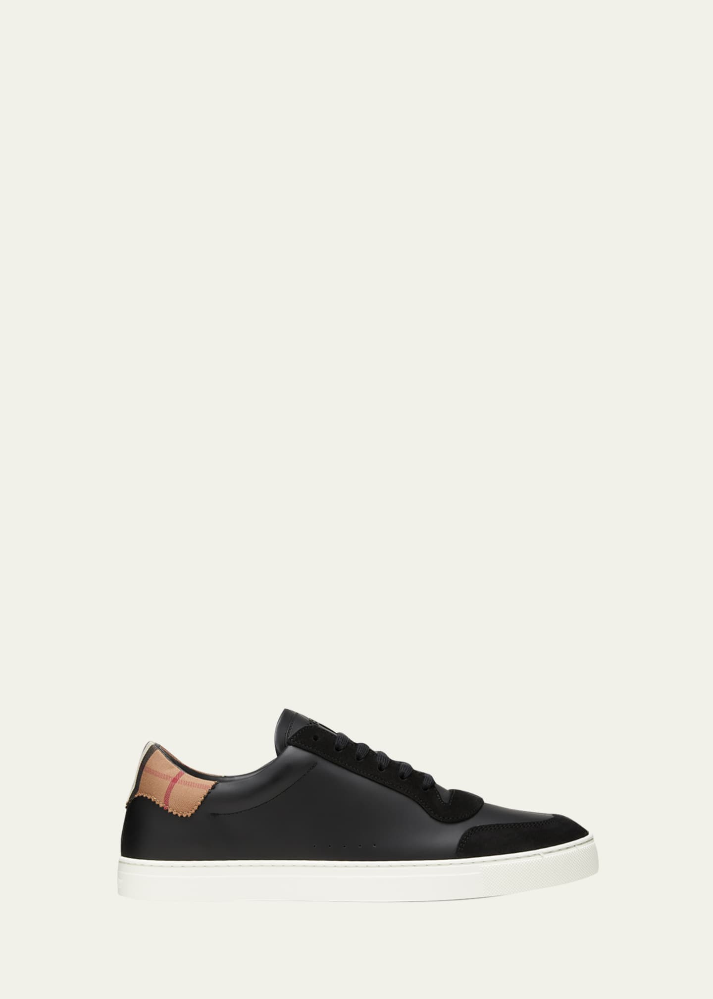 Vintage check and leather sneakers hotsell