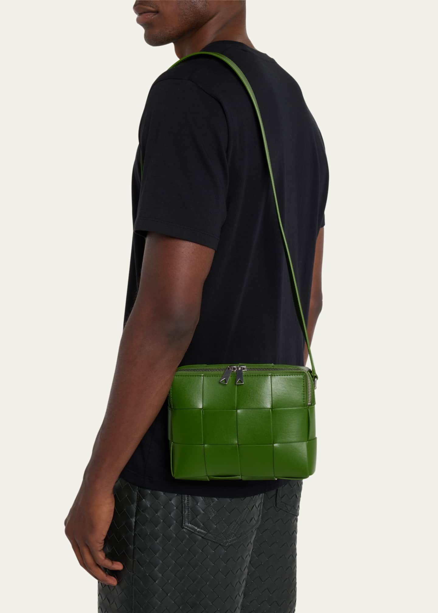 Bottega Veneta® Men's Mini Cassette Cross-Body Bag in Dark Green