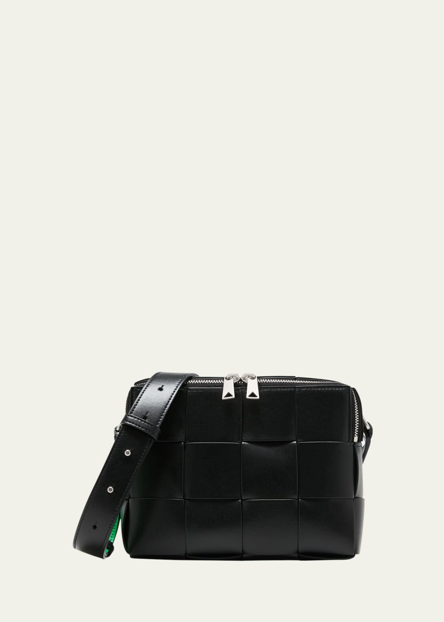 Cassette Camera Leather Crossbody Bag in Black - Bottega Veneta