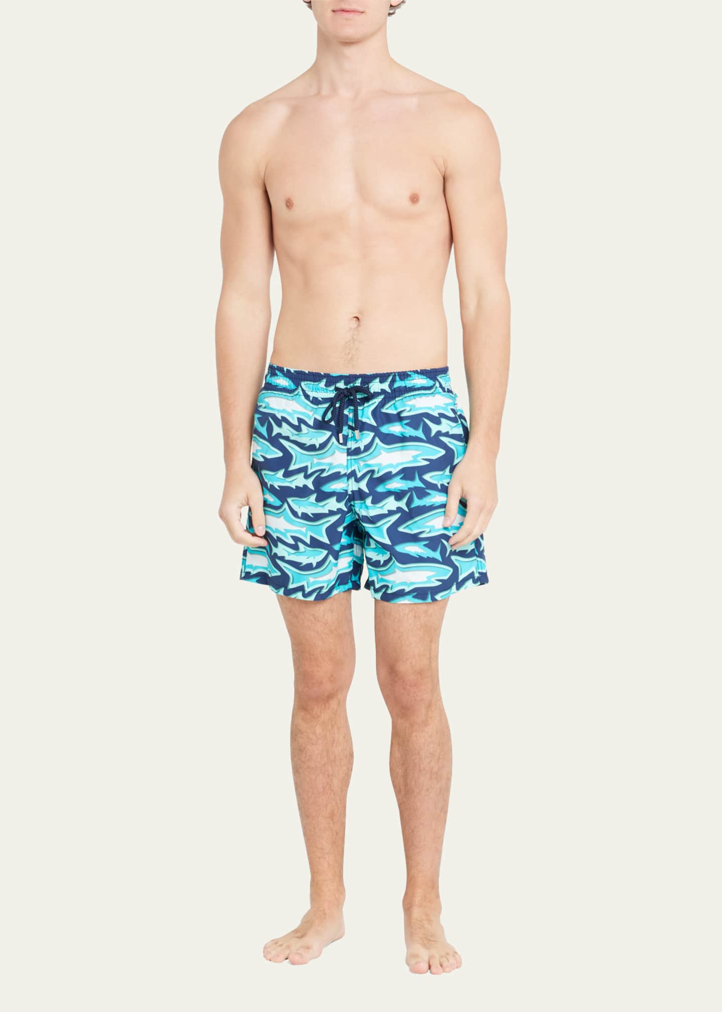 Mens shark on sale print swim trunks