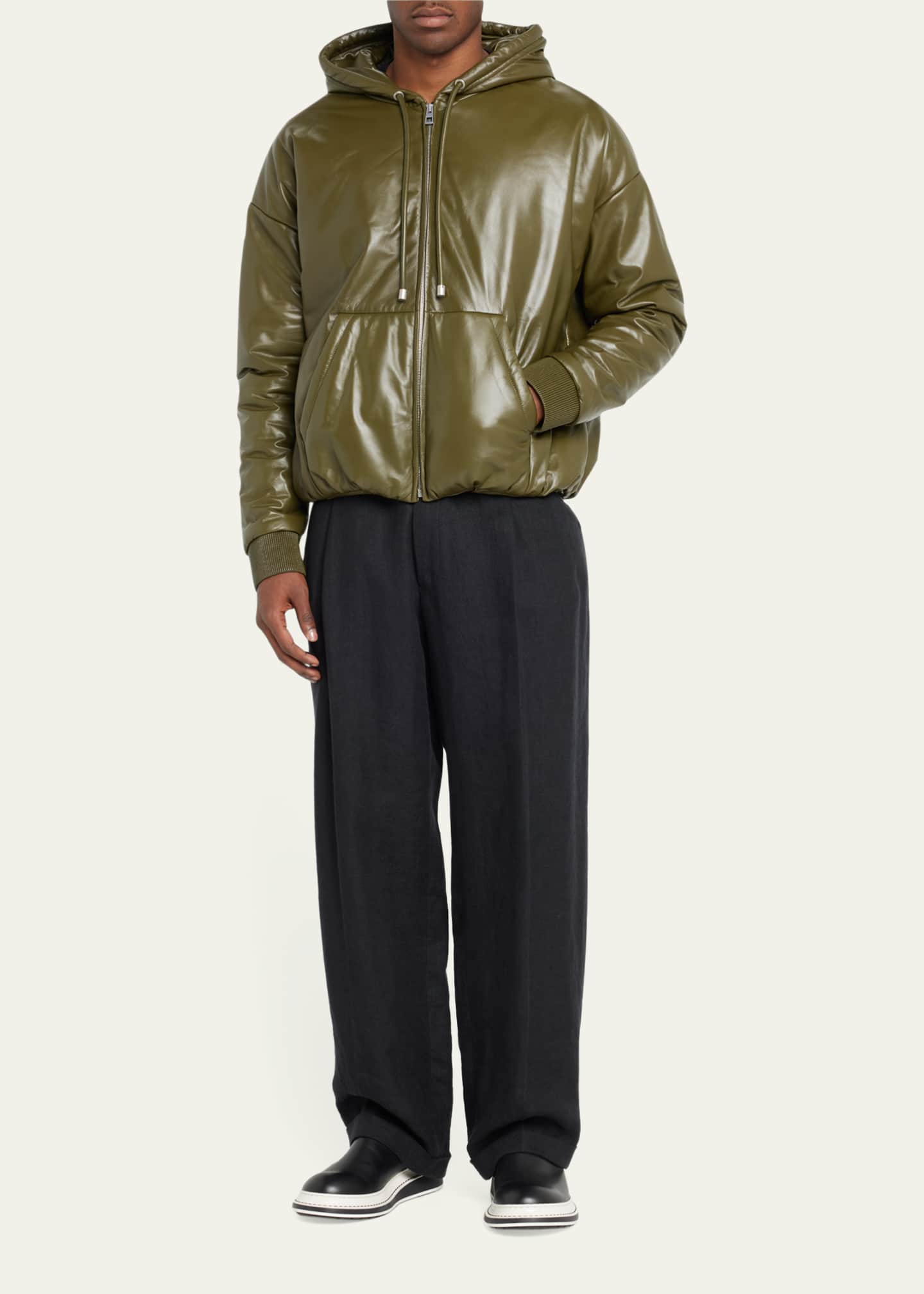 Green leather deals hoodie