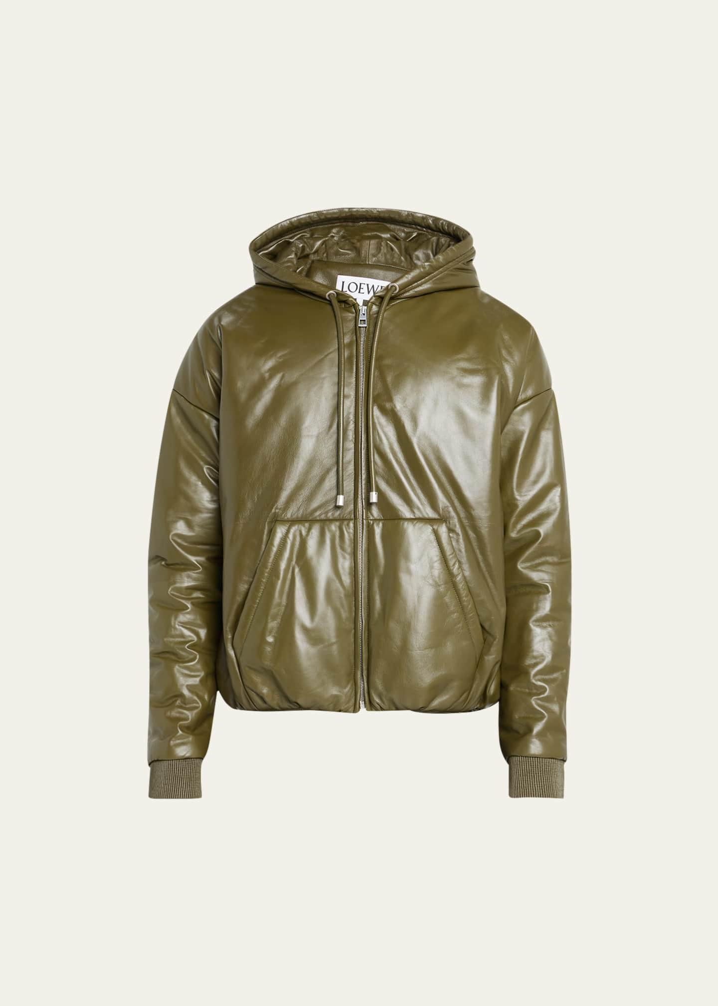 Loewe Men's Leather Puffer Zip Hoodie - Bergdorf Goodman