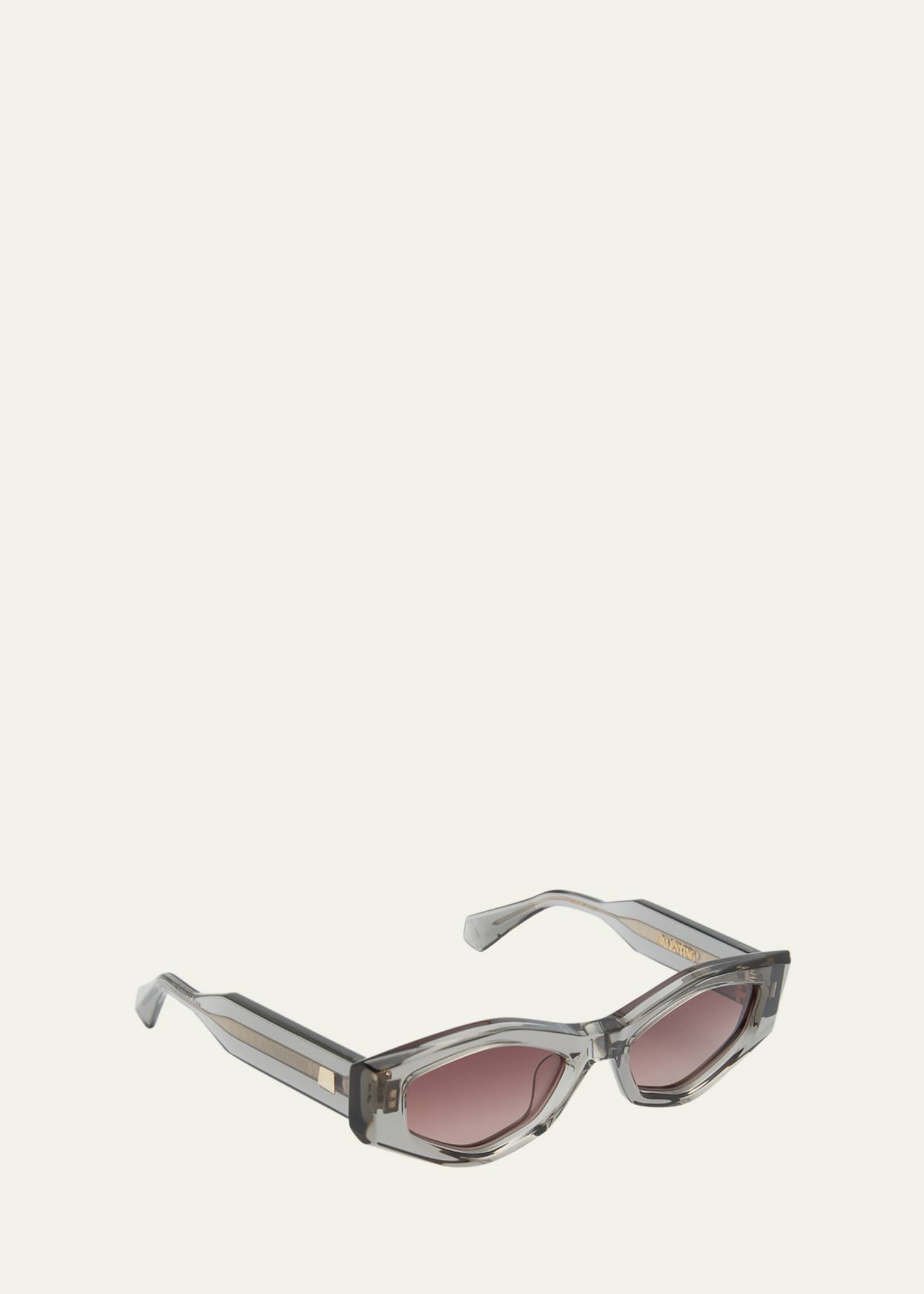 Valentino Garavani Tre Geometric Acetate & Titanium Oval Sunglasses Image 2 of 5