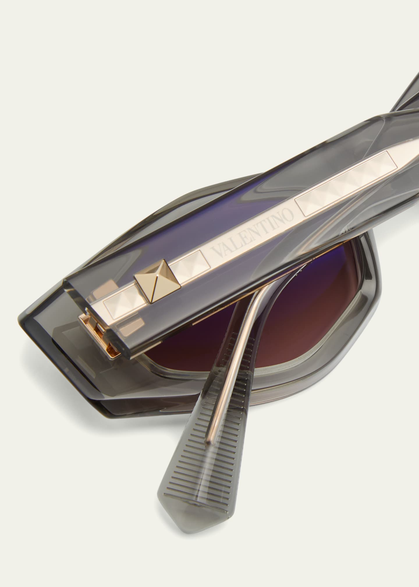 Valentino Garavani Tre Geometric Acetate & Titanium Oval Sunglasses Image 5 of 5